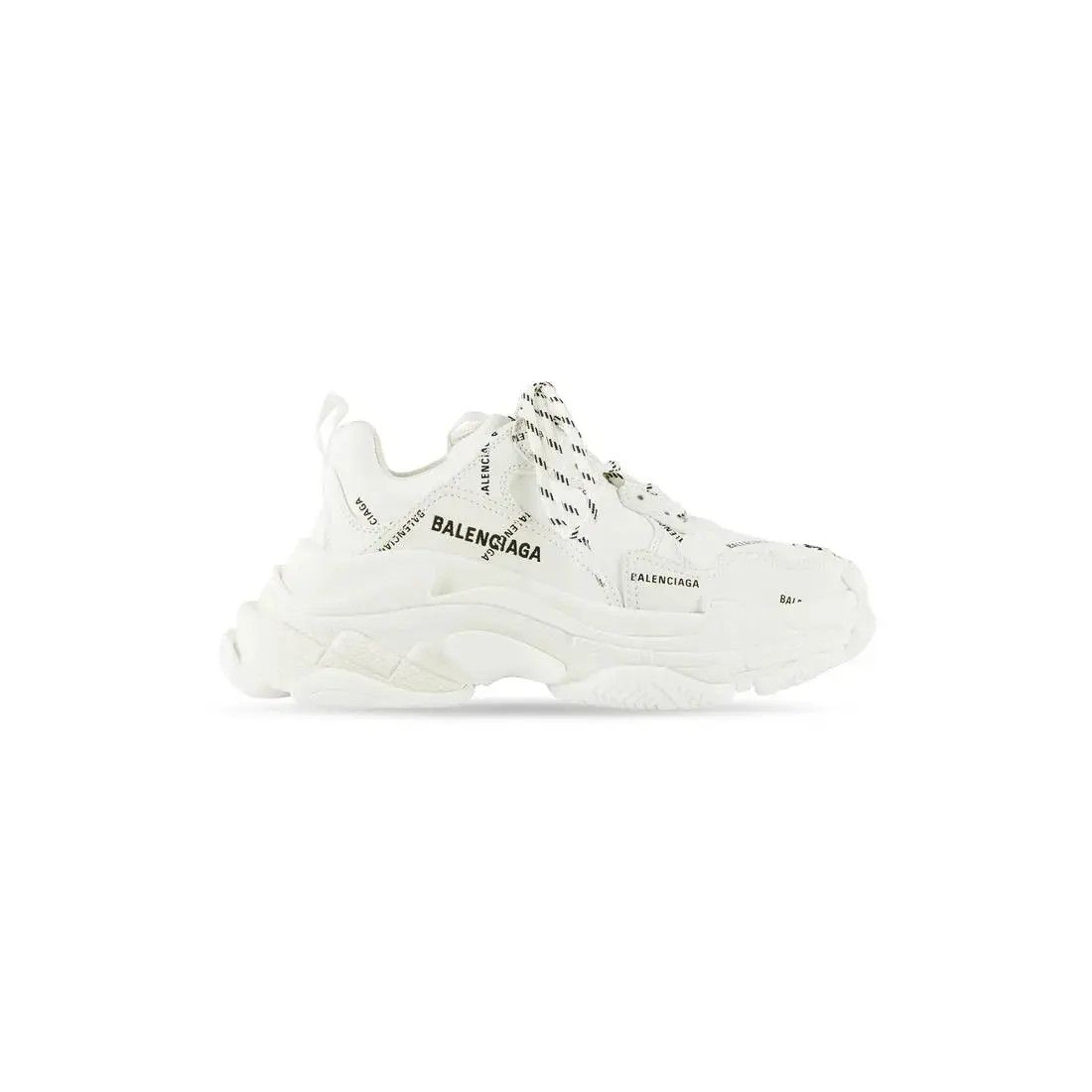 Balenciaga o1w1db10625 Triple S Sneakers Allover Logo in White Size US 4 / IT 34 - 1 Thumbnail