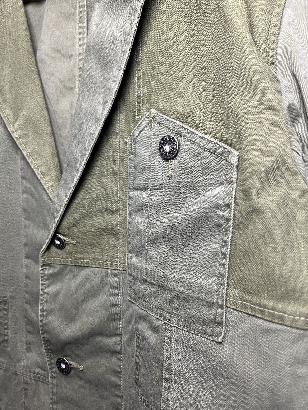 Polo Ralph Lauren Patchwork Green Herringbone Twill Sport Coat Size US M / EU 48-50 / 2 - 9 Thumbnail