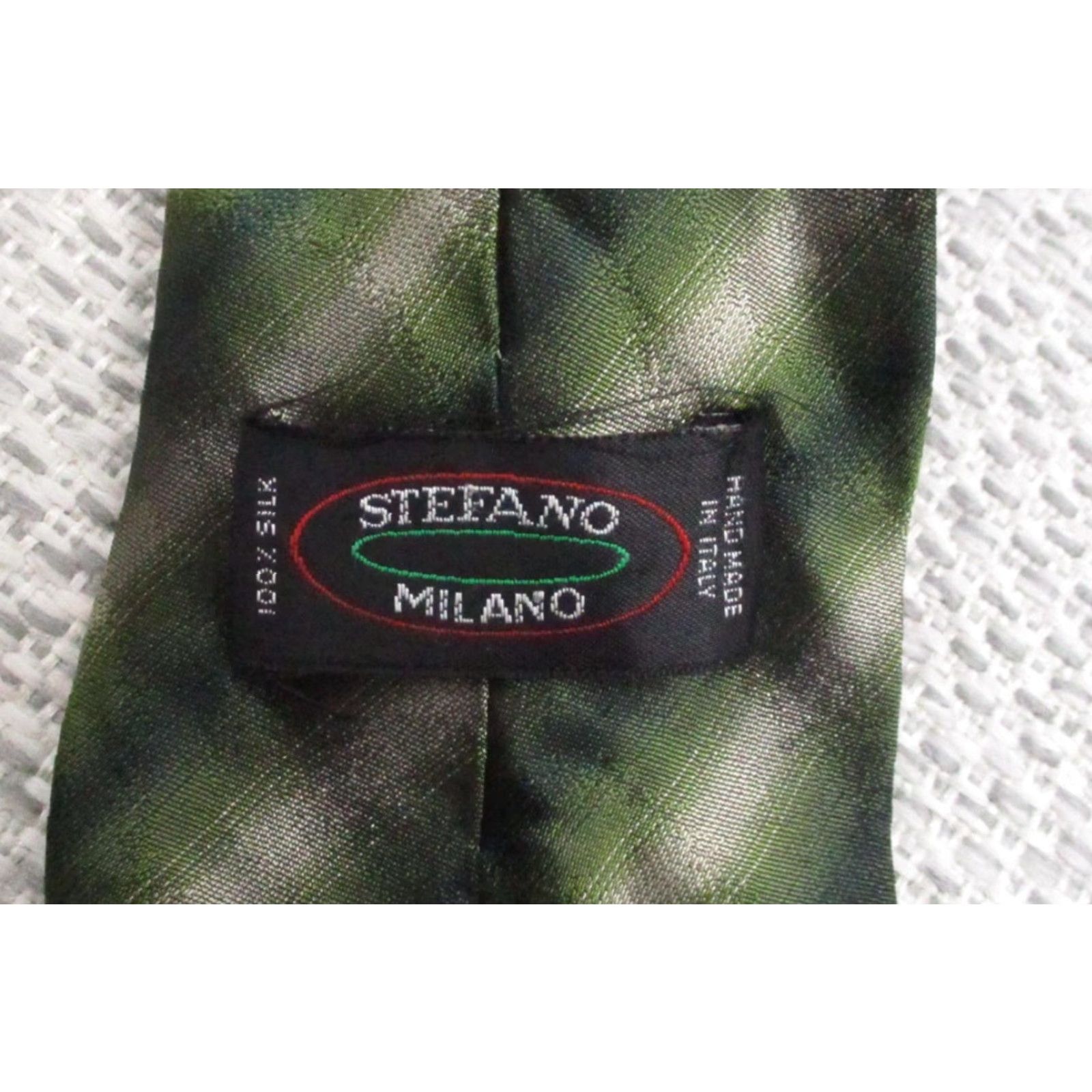 Vintage Stefano Milano Tie Mens One Size Green 100% Silk Made In Italy Plaid Necktie Size ONE SIZE - 2 Thumbnail
