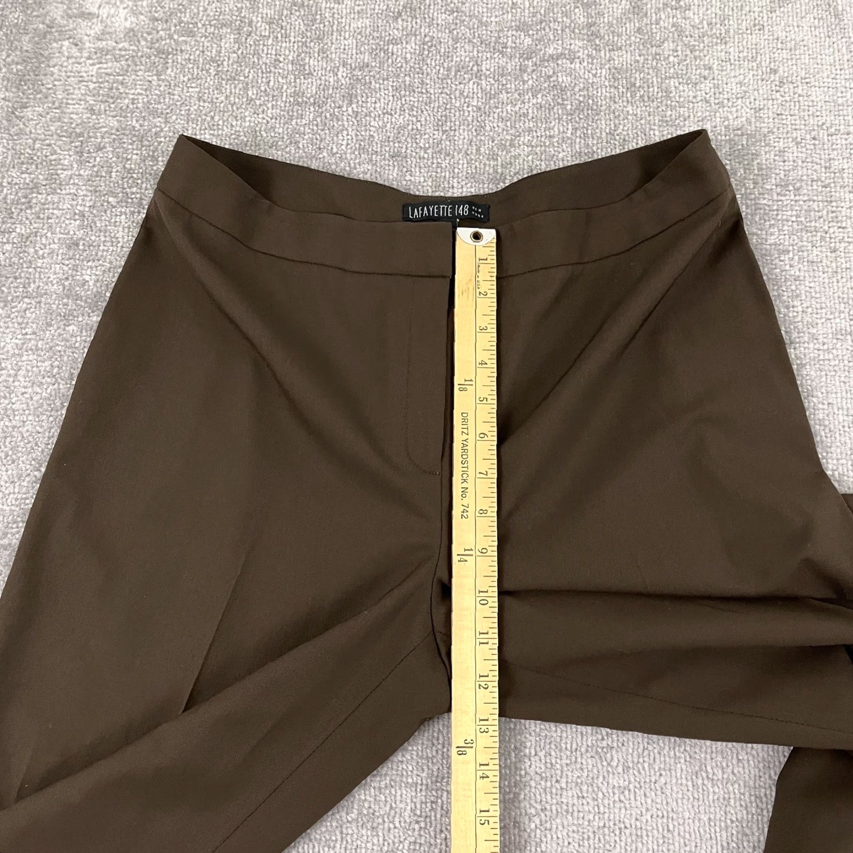 Vintage LAFAYETTE 148 NY Brown Wool Dress Pants Women Size 12 (32x27) Classic Wide-Leg Preppy Business Size 34" / US 12 / IT 48 - 7 Thumbnail