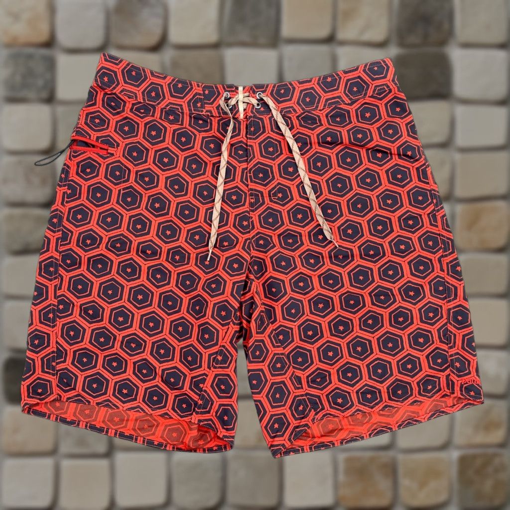 Patagonia Patagonia Board Shorts Geometric Pattern Sz 35 Men's Wavefarer Nylon Red Beach Outdoor Surfing Mens Bottom Size US 35 - 1 Thumbnail