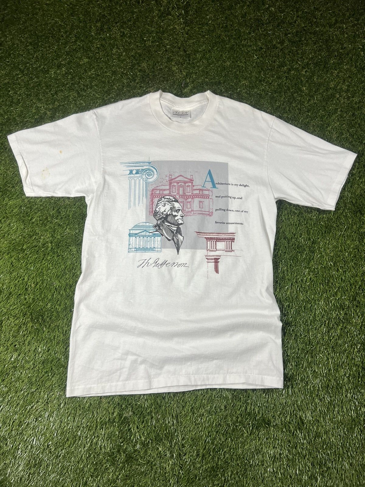 President's Vintage 90s Thomas Jefferson Architecture Art Da Vinci Tee Size US L / EU 52-54 / 3 - 1 Thumbnail