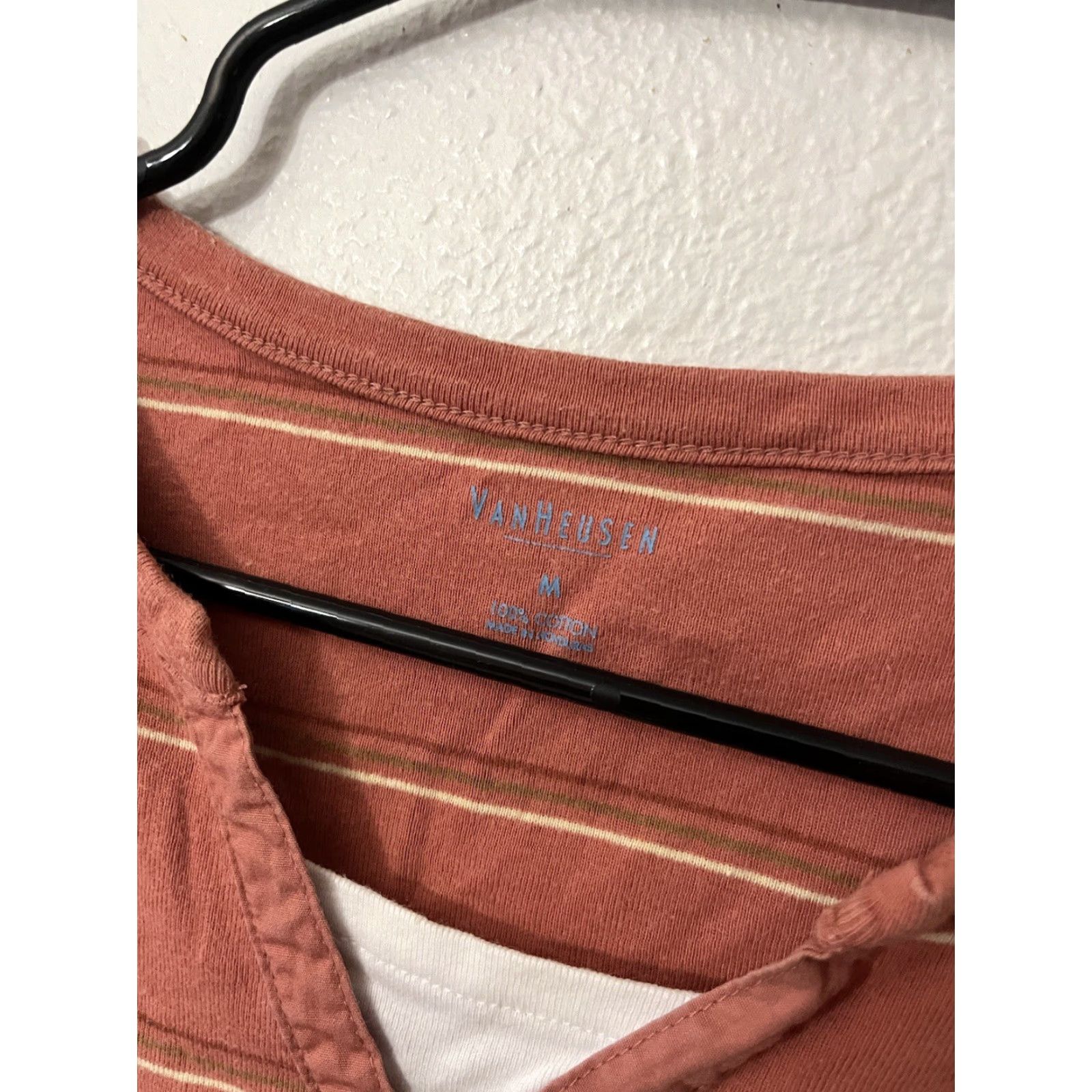 Van Heusen Van Heusen Womens Casual Shirt Pink Striped 3/4 Sleeve V Neck Medium Size M / US 6-8 / IT 42-44 - 2 Thumbnail