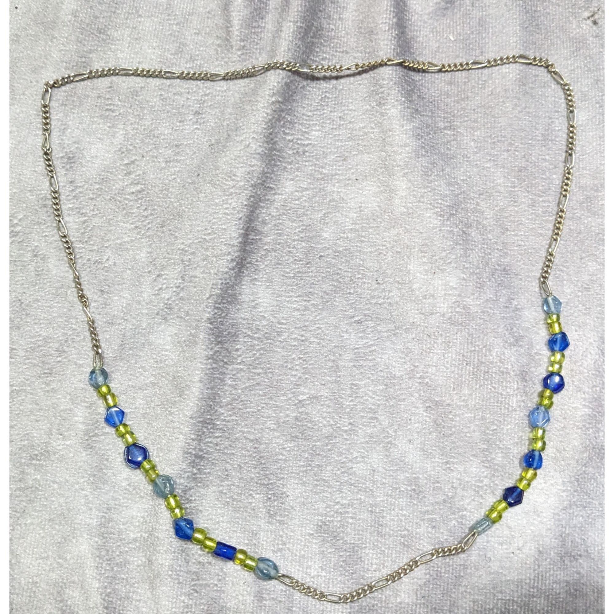 Other Handcrafted Blue & Green Glass Beaded Necklace On Silver Ton Size ONE SIZE - 6 Thumbnail