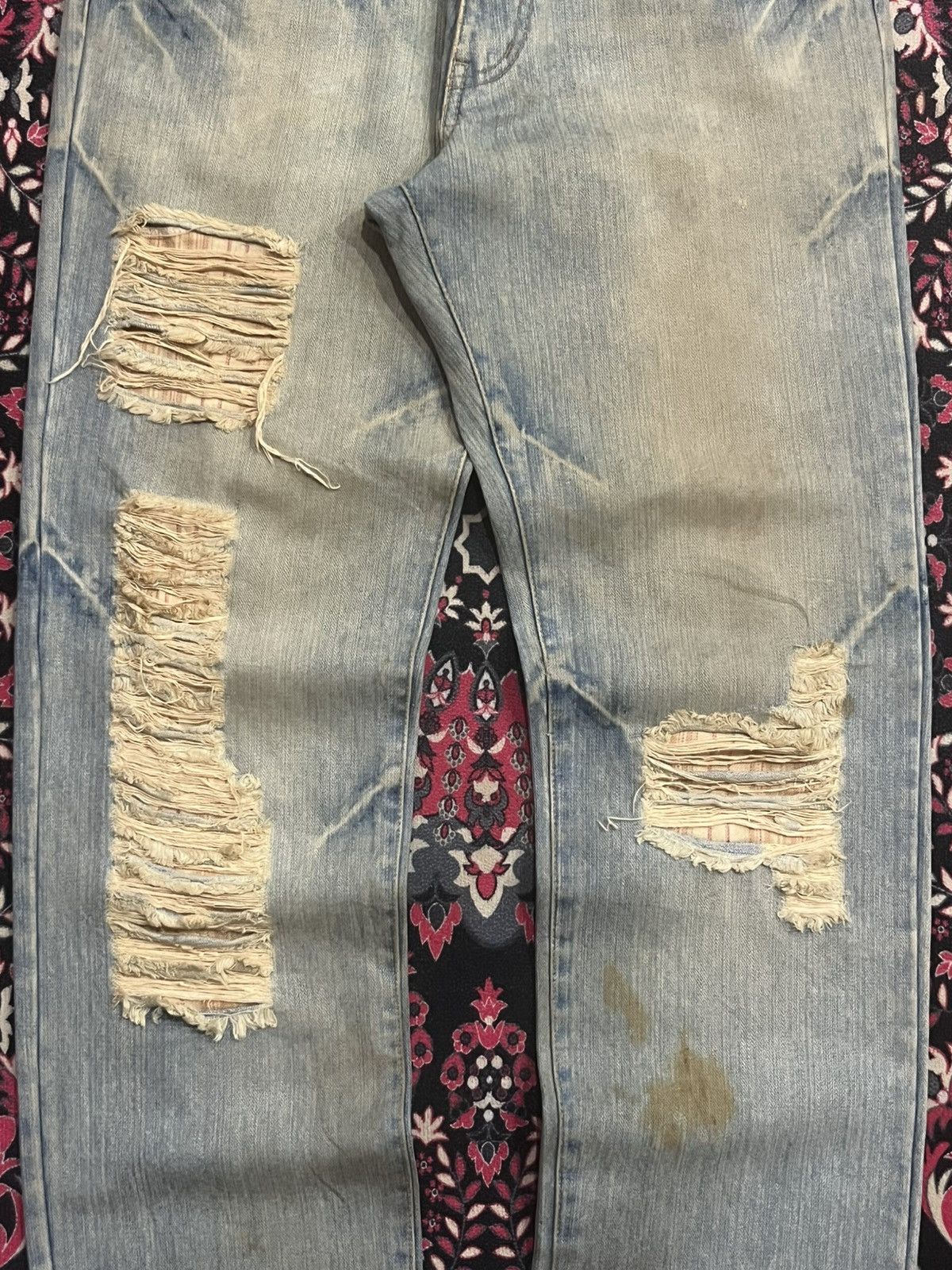 Japanese Brand Japanese Brand Blue Faded Whisker Washed Distressed Jeans Size US 32 / EU 48 - 8 Thumbnail