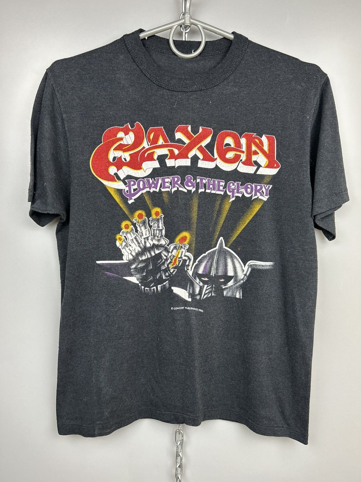 Band Tees × Vintage Vintage Saxon 1983 Power The Glory T shirt Size US S / EU 44-46 / 1 - 1 Thumbnail