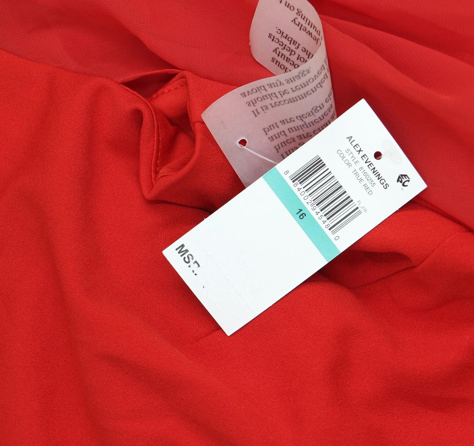 Other Alex Evenings Womens Cape Sleeve Gown Dress 8160255 Red 16 Size XXL / US 16-18 / IT 52-54 - 4 Thumbnail