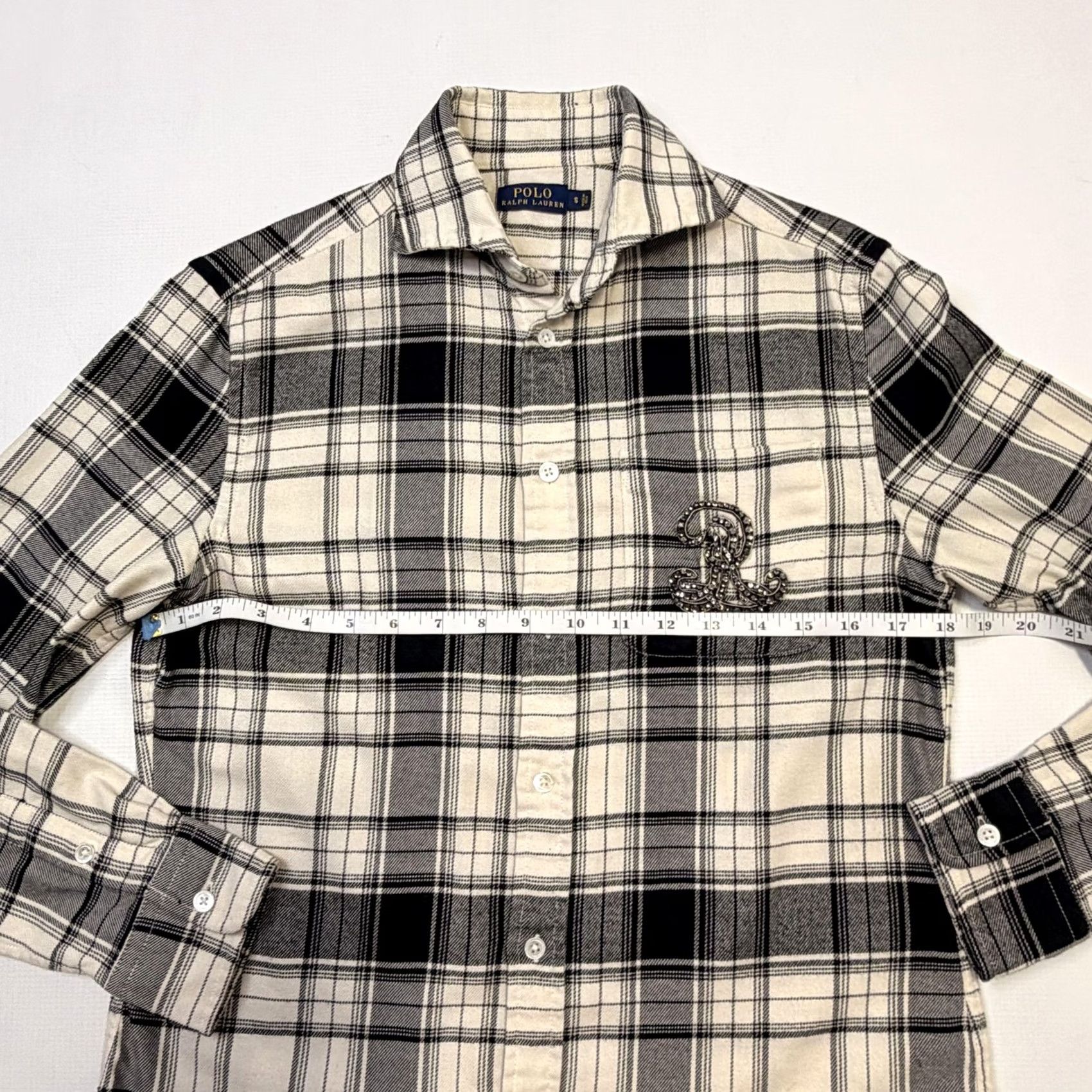 Polo Ralph Lauren Polo Ralph Lauren Shirt Womens Small White Plaid Button-Up Rhinestone Top Size S / US 4 / IT 40 - 6 Thumbnail