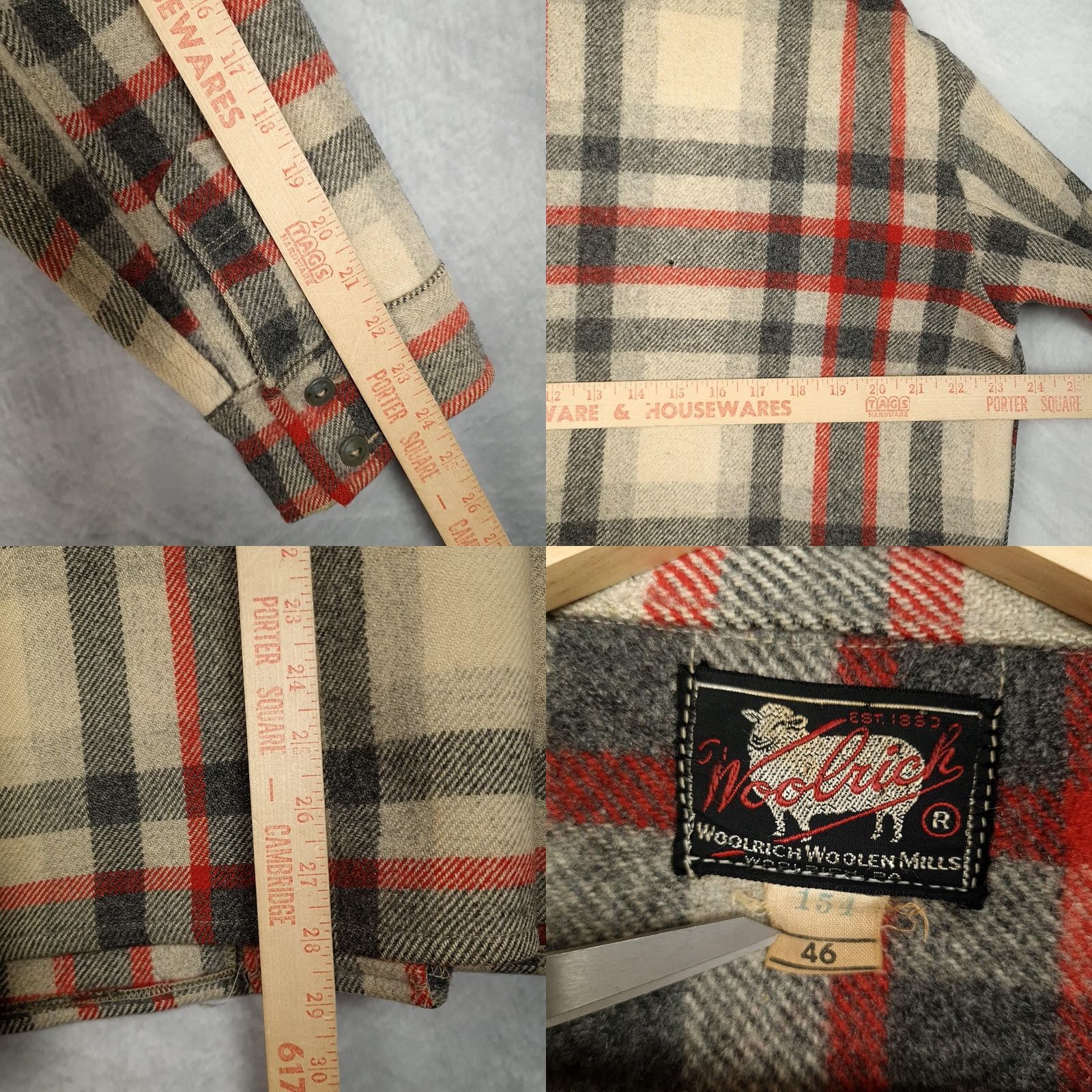 Vintage VINTAGE Woolrich Shirt Jacket Mens 46 Beige Plaid Wool Mackinaw Cruiser Work 50s Mens Size US XXL / EU 58 / 5 - 11 Thumbnail