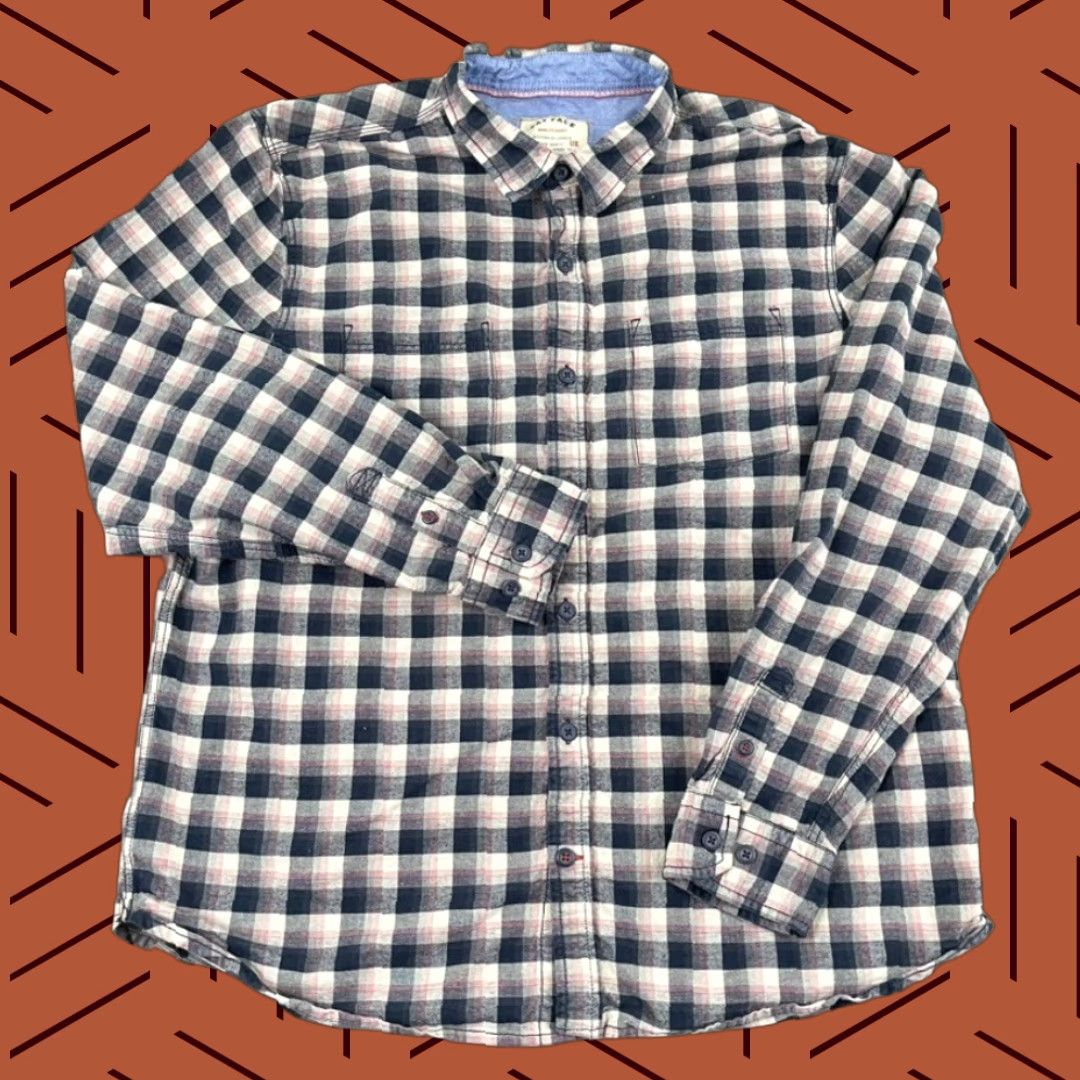 FatFace Fat Face Shirt Mens XL Regular Blue White Plaid Button Up Flannel Size US XL / EU 56 / 4 - 1 Thumbnail