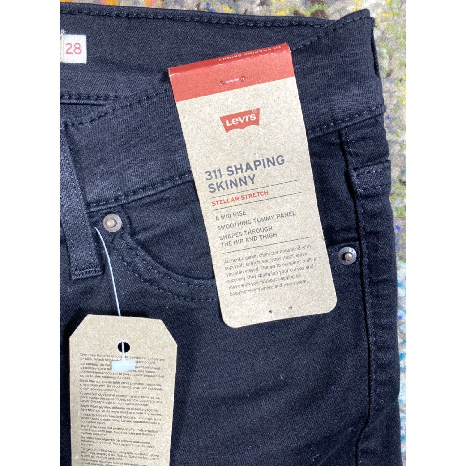 Levi's Levi's Womens 311 Shaping Skinny Jeans Black Mid Rise 28x28 Regular Denim Zip Shoes Logo 5-Pocket Womens Jeans Size 28" / US 6 / IT 42 - 4 Thumbnail