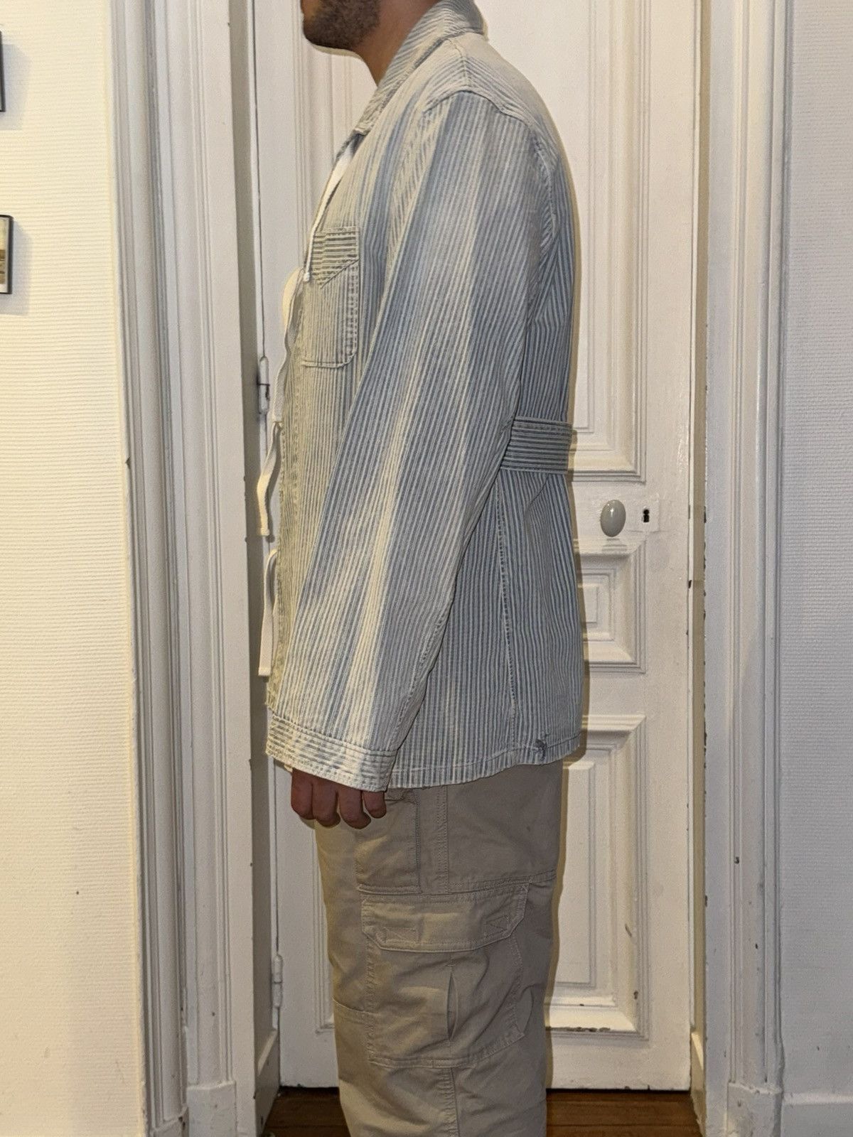 Maison Margiela Maison Margiela - Distressed Striped Gabardine Jacket Size US L / EU 52-54 / 3 - 6 Thumbnail