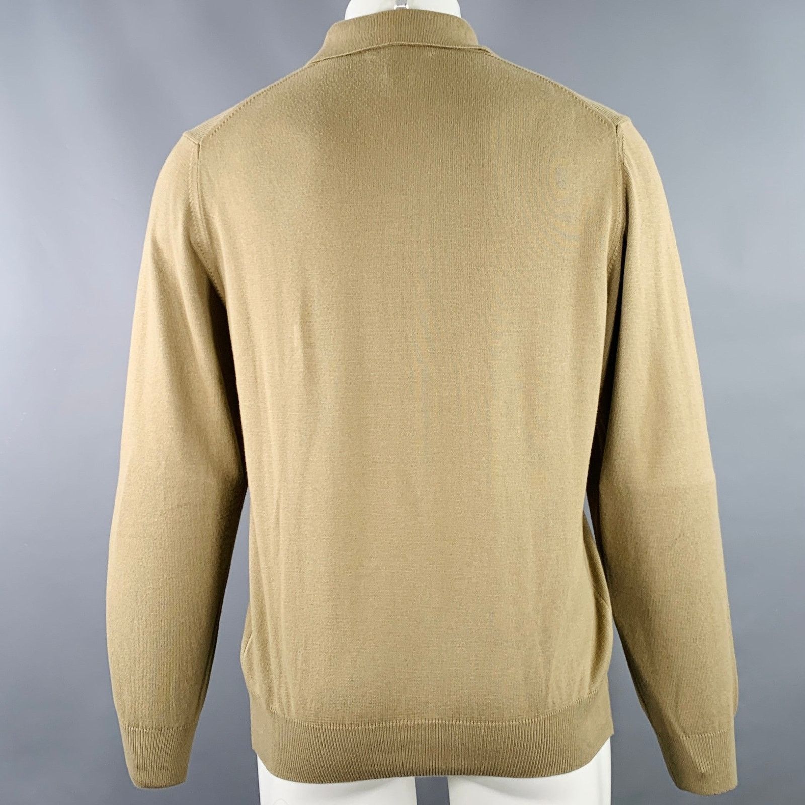 Toscano TOSCANO Size S Khaki Cotton Blend Long Sleeve Polo Pullover Size US S / EU 44-46 / 1 - 3 Thumbnail