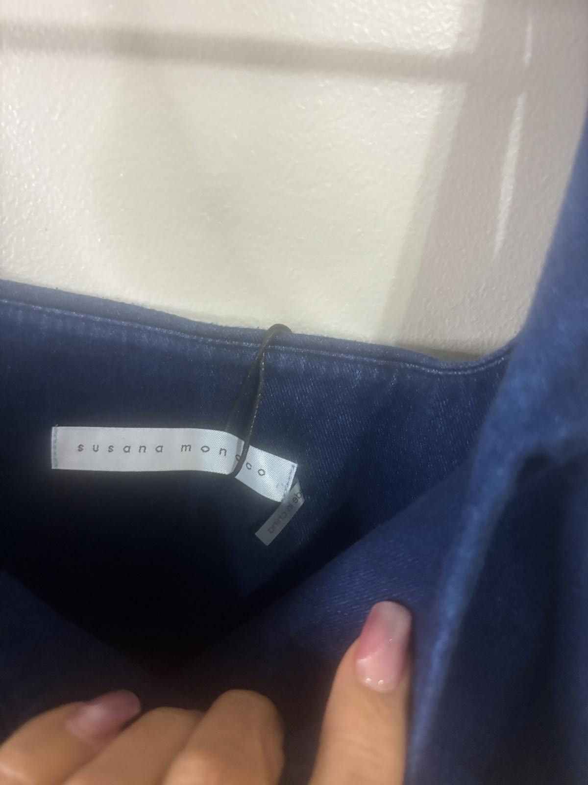 Designer Stylish Susana Monaco Crop Top - Navy Blue XS Size XS / US 0-2 / IT 36-38 - 4 Thumbnail