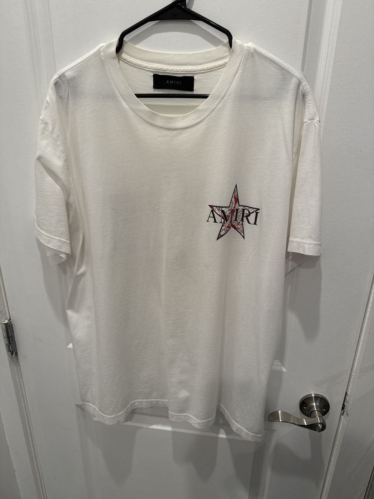 image of Amiri Tee Shirt Ss/22 Red Bandana Star in White, Men's (Size XL)