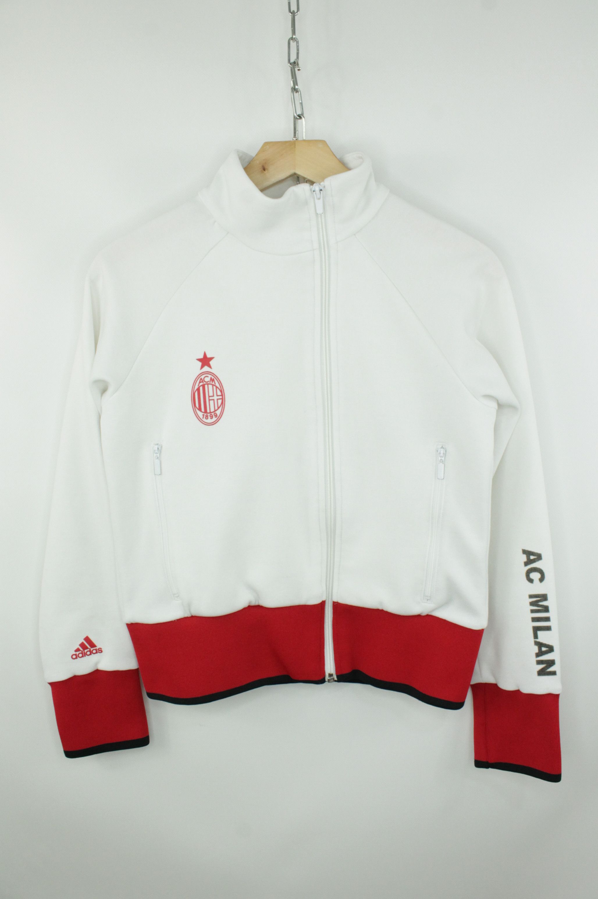 Adidas y2k Adidas AC Milan Full Zip White/Red Track Top Women's Size M / US 6-8 / IT 42-44 - 1 Thumbnail