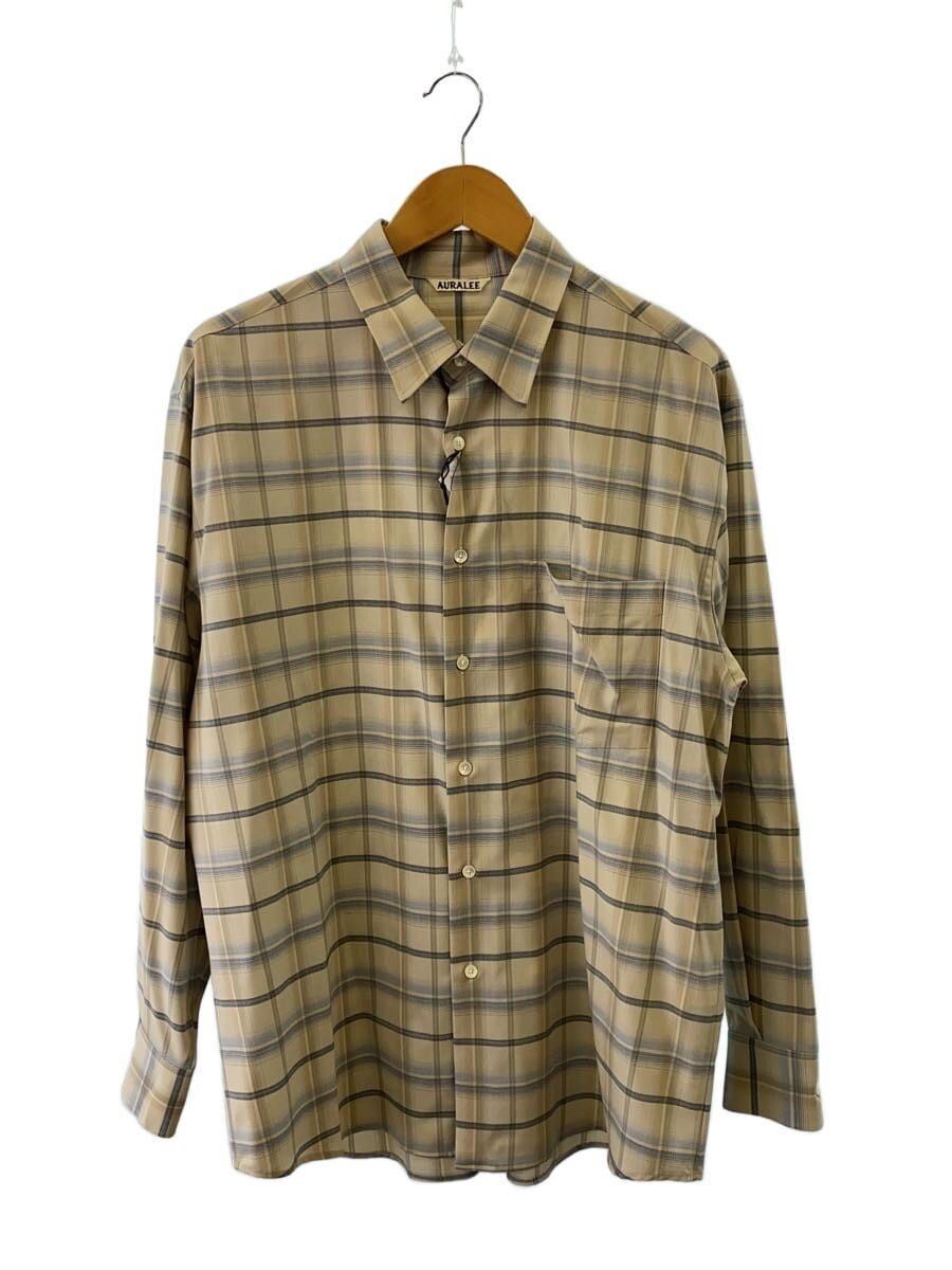 Auralee Beige Super Light Wool Check Shirt 24ss Size US XL / EU 56 / 4 - 1 Thumbnail