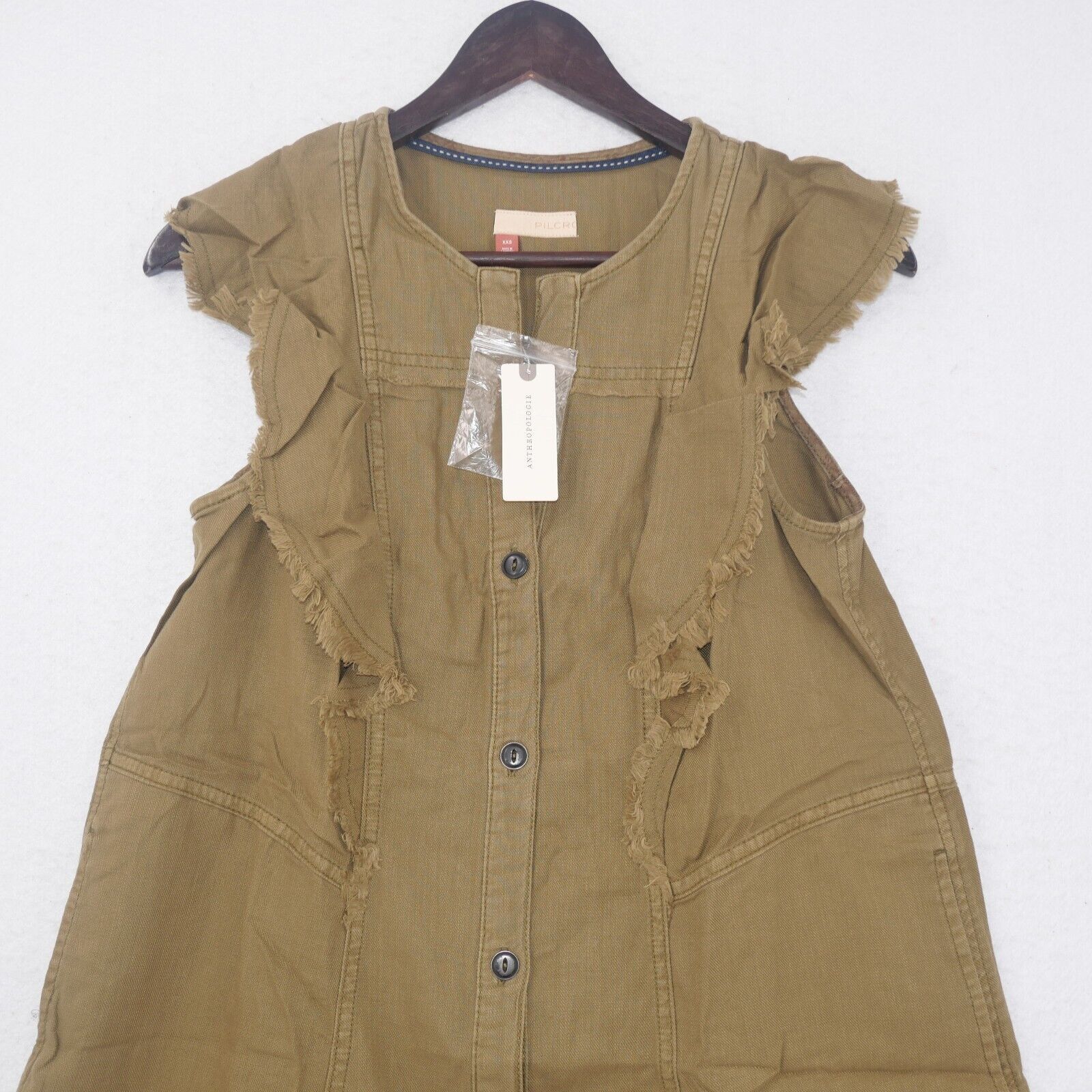 Anthropologie NEW Anthropologie Pilcro Flutter Sleeve Buttondown Dress Size XXS / US 00 / IT 34 - 5 Thumbnail
