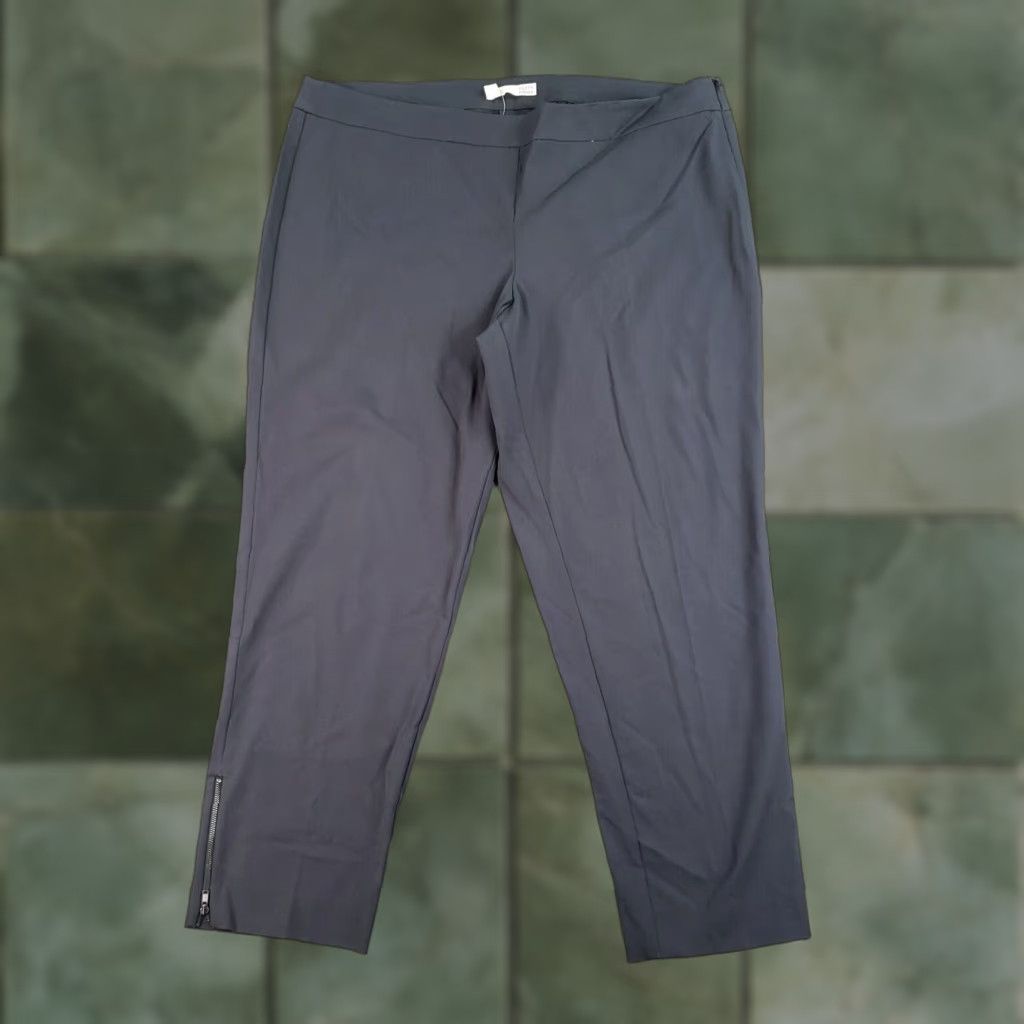 Eileen Fisher Eileen Fisher Slim Ankle Pant Women XL Gray Side Zip Non-Iron Stretch Casual Trousers Size 40" / US 18 - 1 Thumbnail