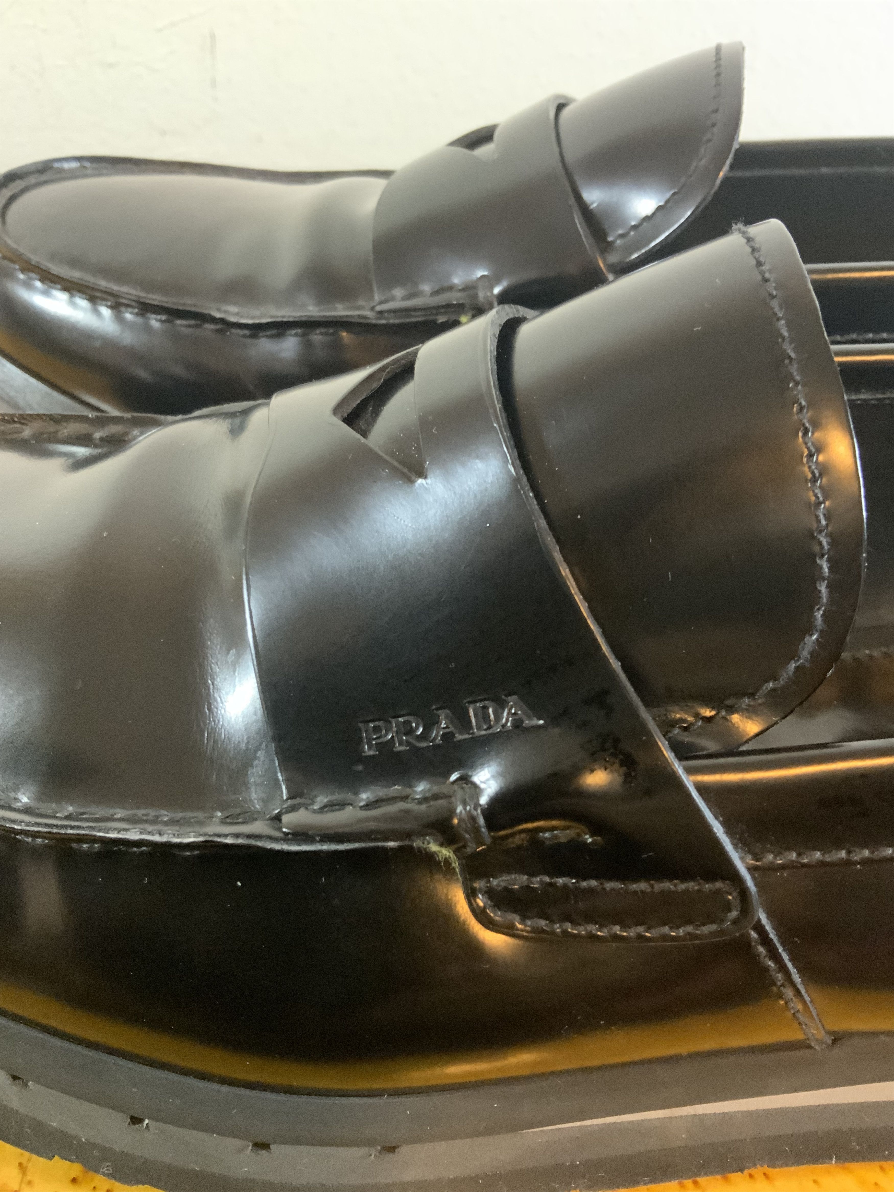 Prada PRADA WEDGE SOLE PATENT LEATHER LOAFERS Size US 10 / EU 43 - 6 Thumbnail