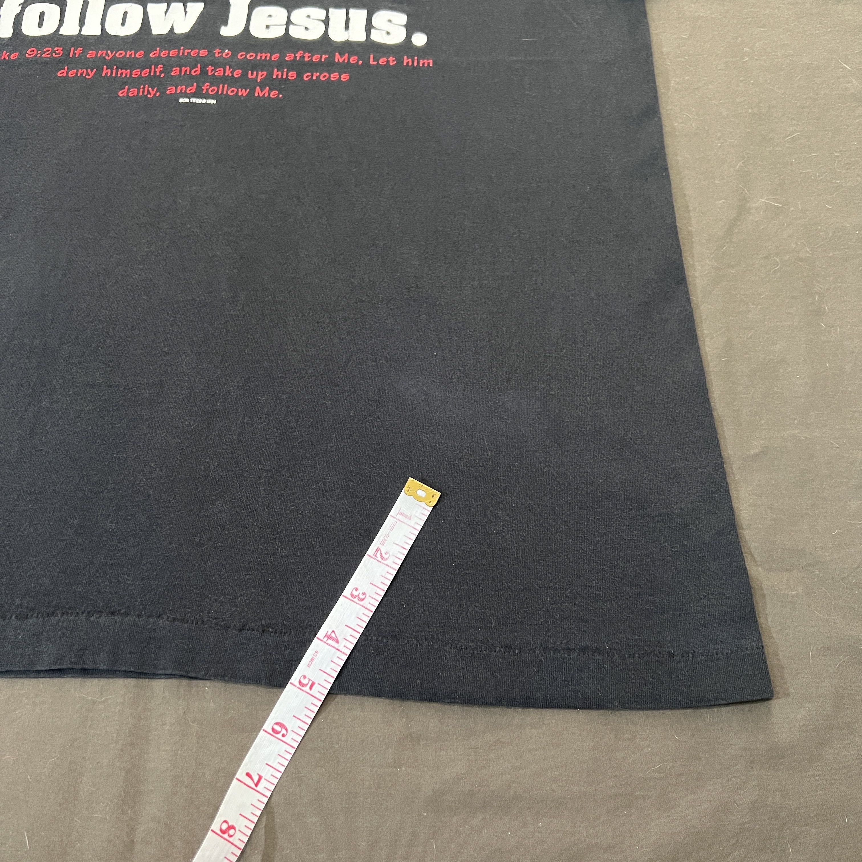 Vintage Vintage 90s real men follow Jesus God Bible Holy Tee Faded Size US XL / EU 56 / 4 - 5 Thumbnail