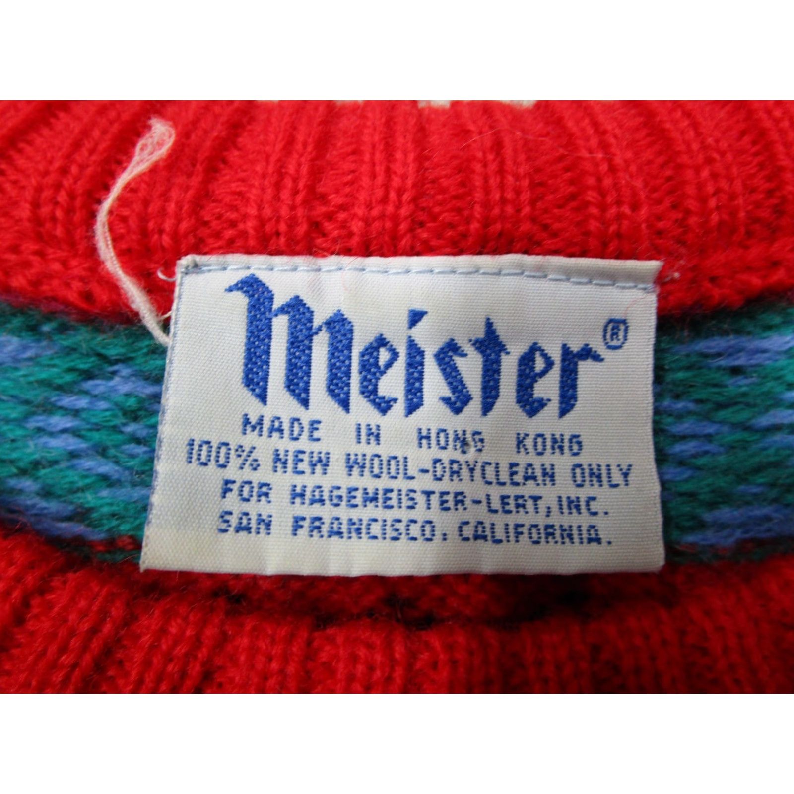 Vintage VINTAGE Meister Sweater Womens XL Red Wool Fair Isle Knit Pullover 80s Geometric Crew Neck Size XL / US 12-14 / IT 48-50 - 3 Thumbnail