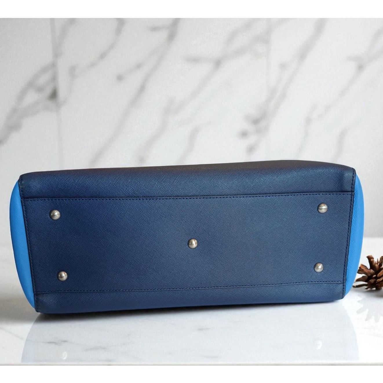 MCM MCM Saffiano Leather Handbag Two-Tone Blue Size ONE SIZE - 5 Thumbnail