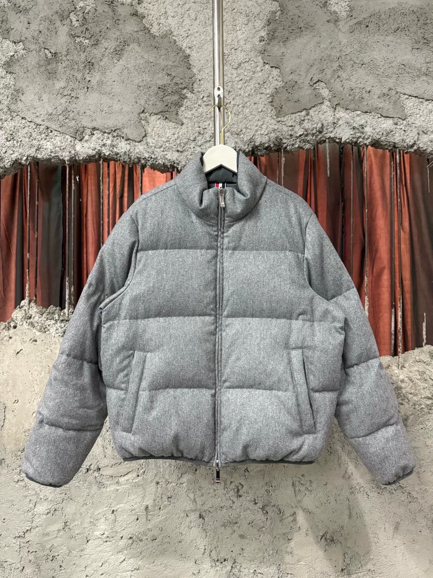 Thom Browne Thom Browne Grey Wool Puffer Jacket Size US S / EU 44-46 / 1 - 1 Thumbnail