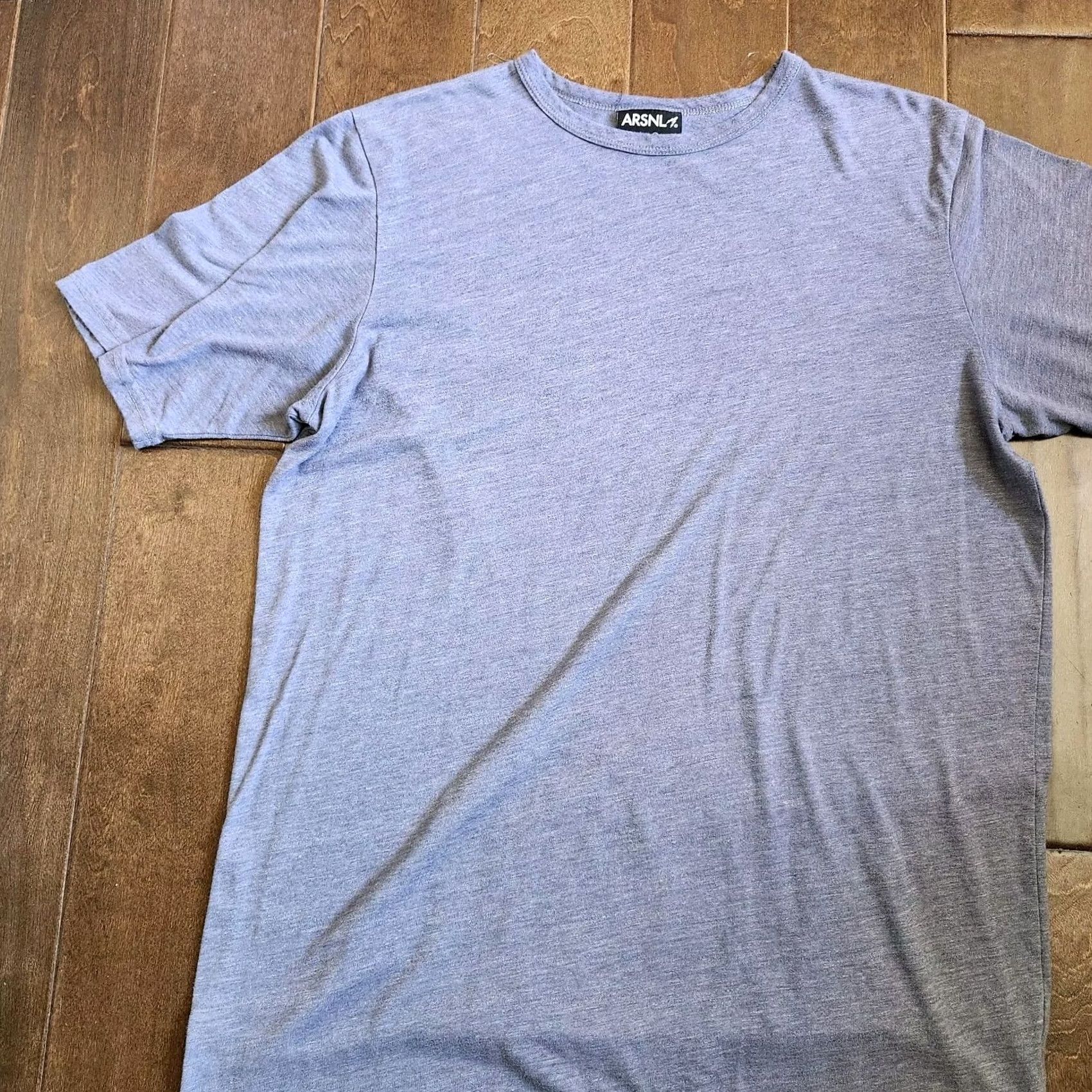Vintage ARSNL Men Blue Heathered Short Sleeve Shirt XL Crew Neck Solid T-Shirt Summer Spring Fall Mens XL Blue Size US XL / EU 56 / 4 - 4 Thumbnail