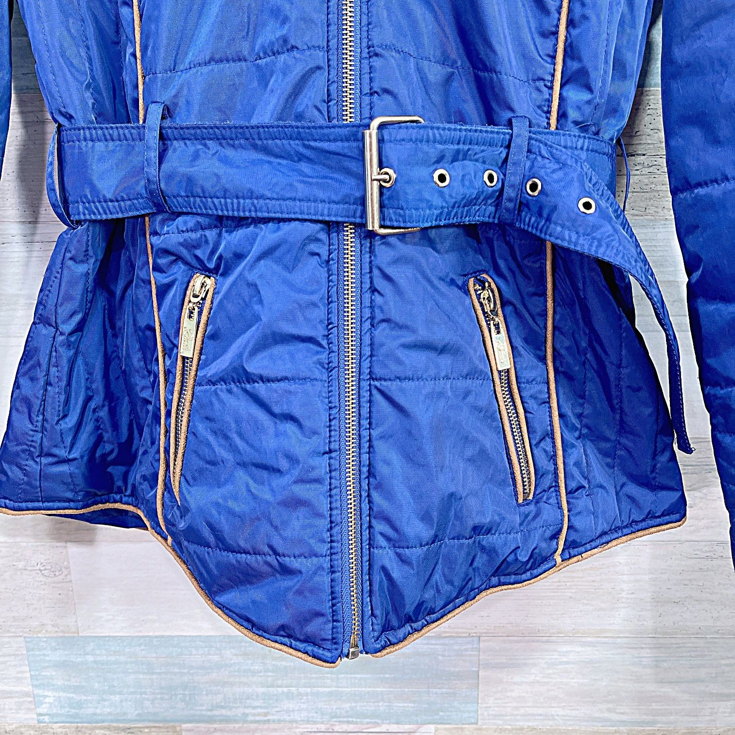 Guess × Vintage Guess Y2K Hooded Belted Ski Puffer Jacket Blue Womens Medium Size M / US 6-8 / IT 42-44 - 3 Thumbnail