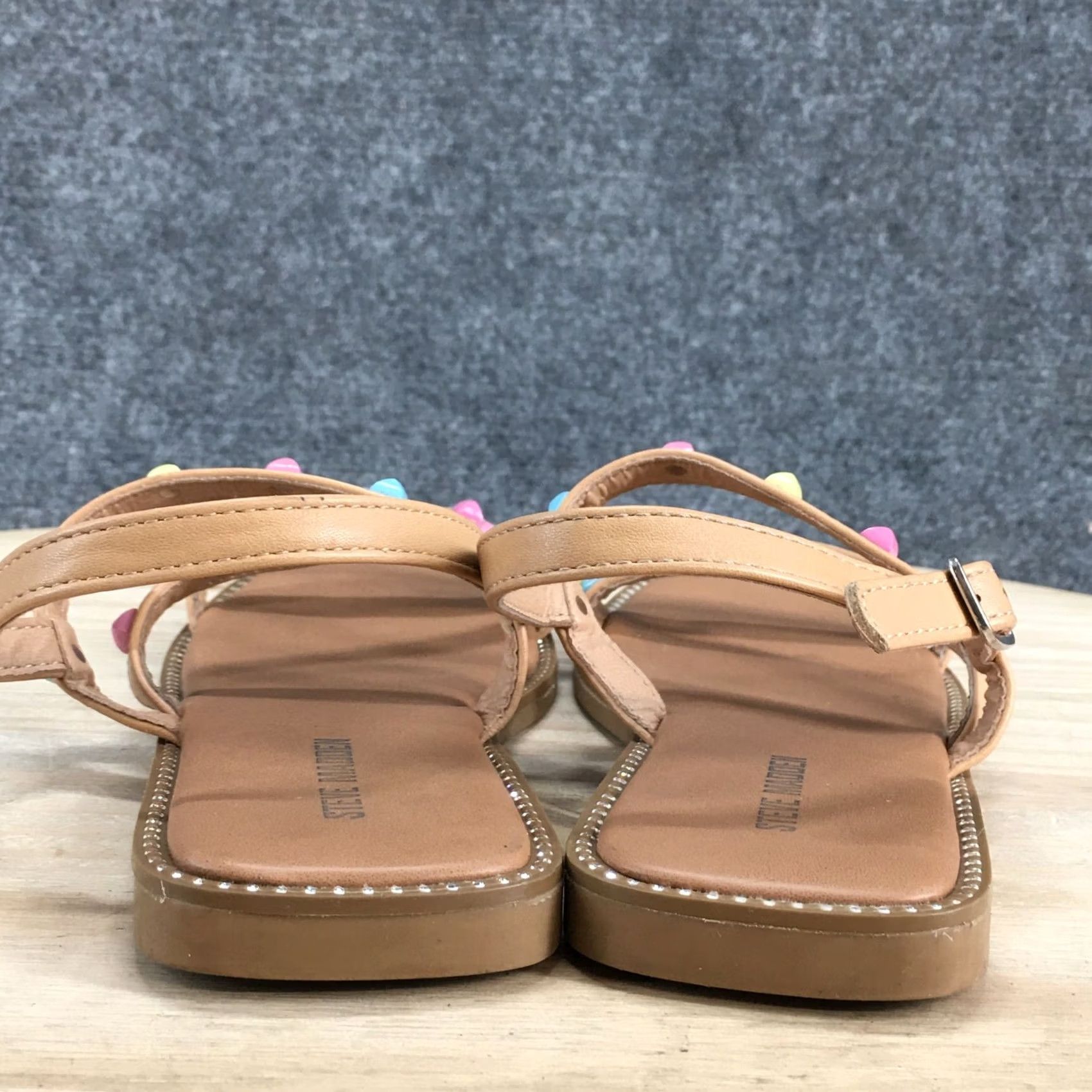 Steve Madden Steve Madden Sandals Women 4 Skill Studed Strappy Slingback Brown Faux Leather Size US 4 / IT 34 - 7 Thumbnail