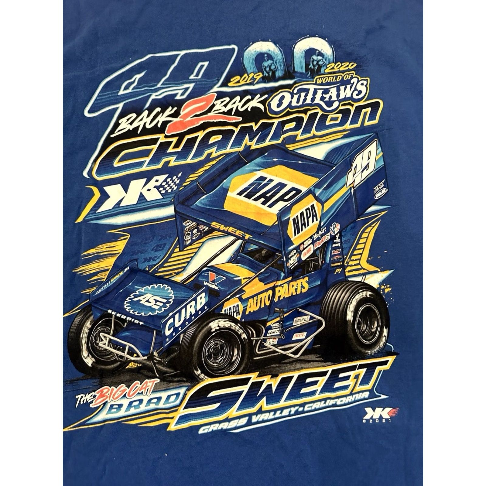 Champion Brad Sweet 2019 World of Outlaws Champion T-Shirt Blue Large Men L Shirt Regular Readable Size US L / EU 52-54 / 3 - 6 Thumbnail