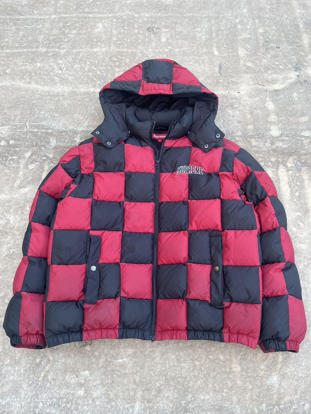 Supreme checkered puffer jacket