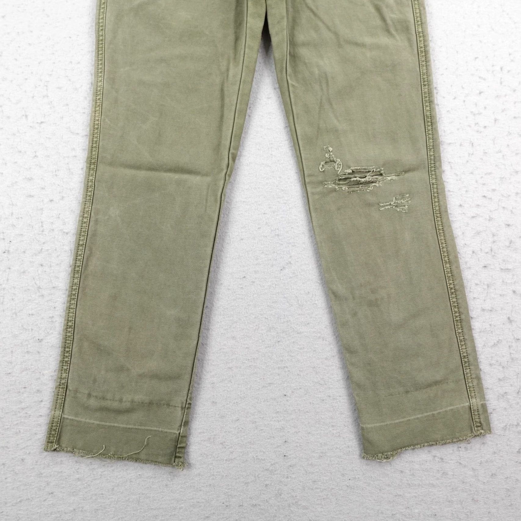 Abercrombie & Fitch Abercrombie & Fitch Pants Womens 0 Green Floral Embroidered Ames Slim Boyfriend Cropped Twill Cotton Pockets Zip Logo Button Casual Size 25" / US 0 / IT 36 - 3 Thumbnail