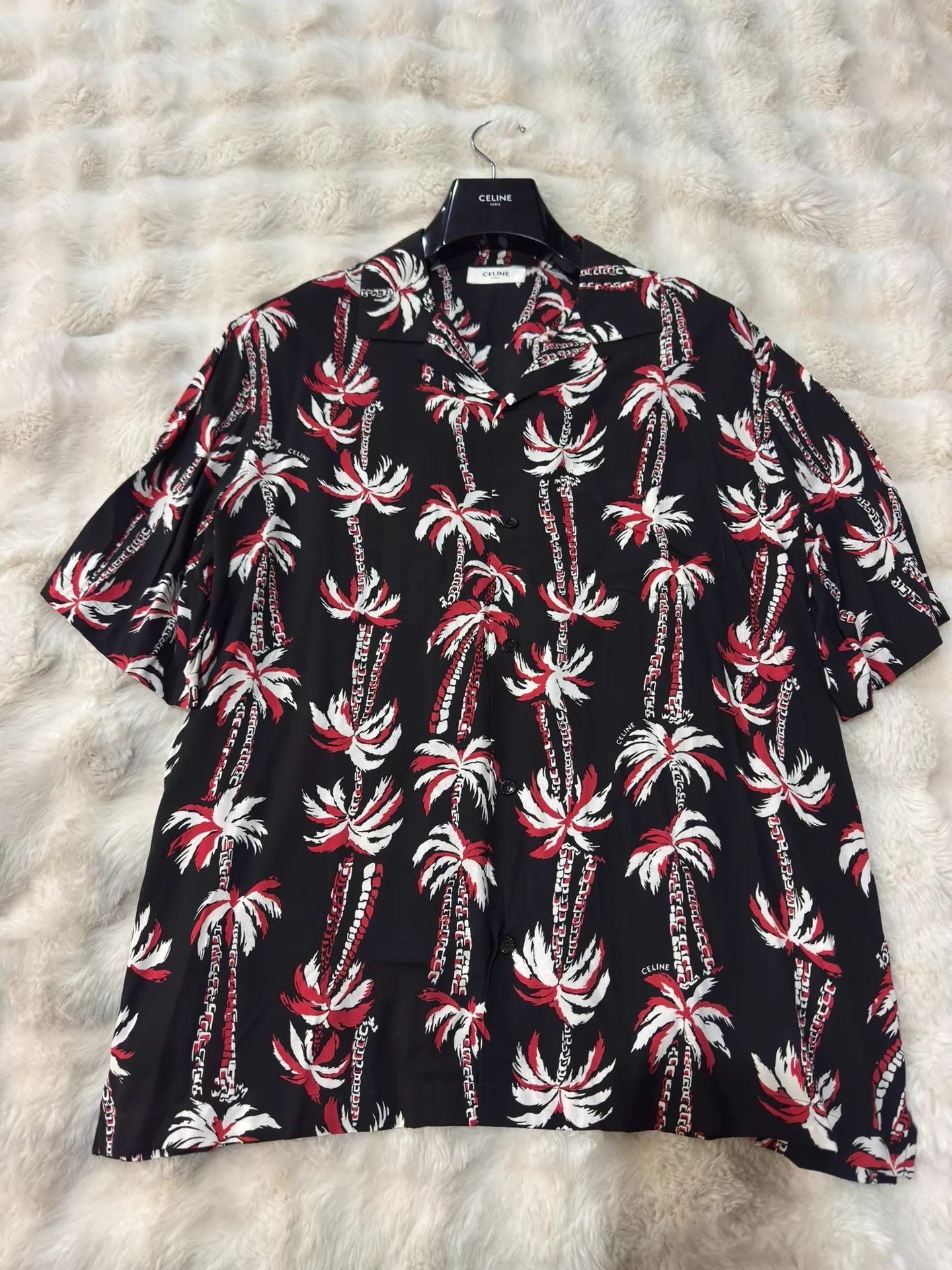 Celine Black Palm Tree Print Short Sleeve Shirt Size US M / EU 48-50 / 2 - 1 Thumbnail