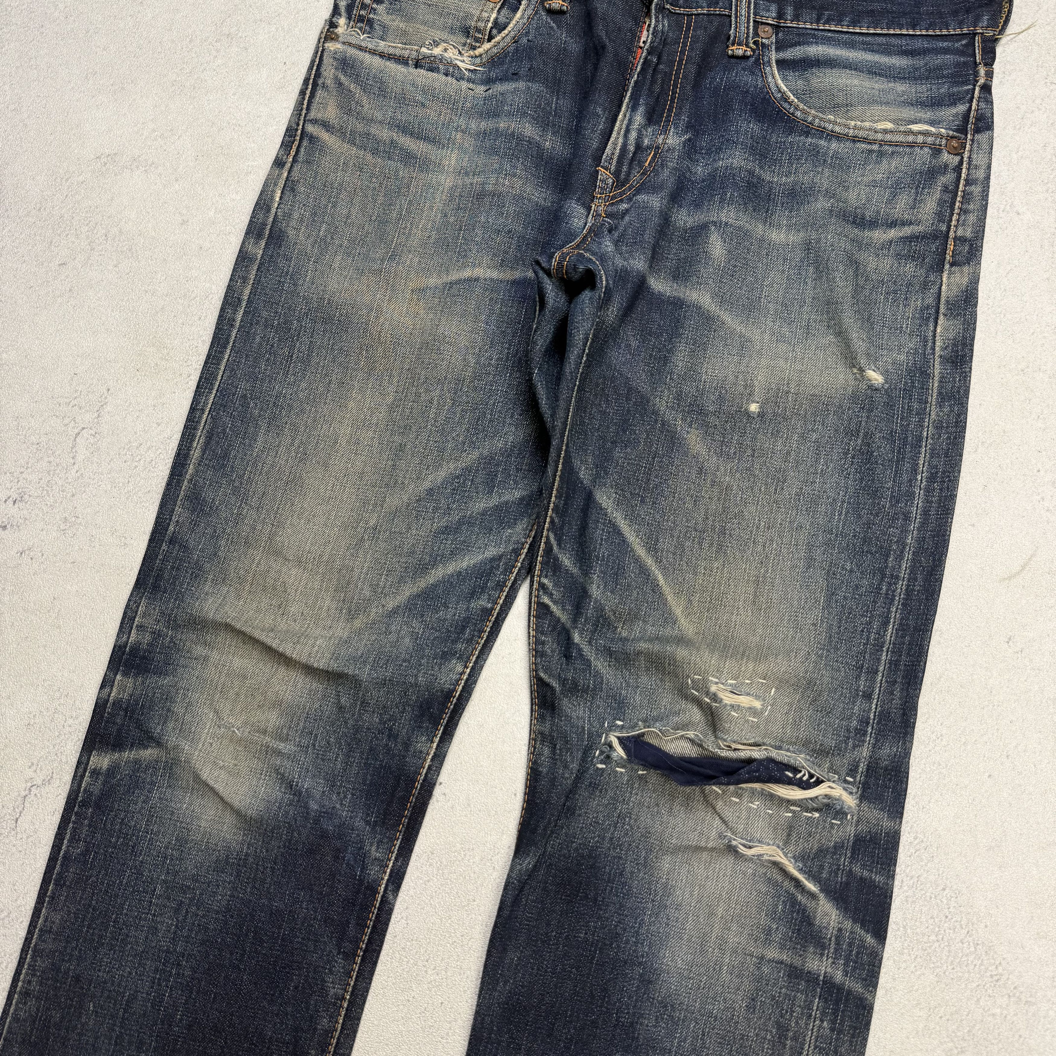 Edwin Vintage Edwin 505zxx Selvedge Distressed Denim Size US 31 - 4 Thumbnail