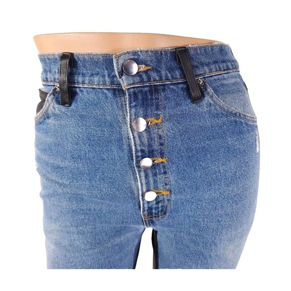 Amiri Amiri The Webster Leather Denim Crop Flare Jeans 26 40 Women Size 26" / US 2 / IT 38 - 4 Thumbnail