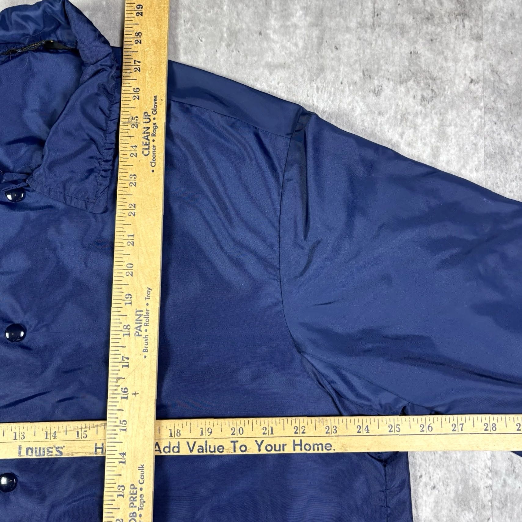 Champion VINTAGE Champion Windbreaker Jacket Mens XL Blue Nylon Softshell Lined Button Snap Workwear 60s USA College Football Basketball Size US XL / EU 56 / 4 - 7 Thumbnail