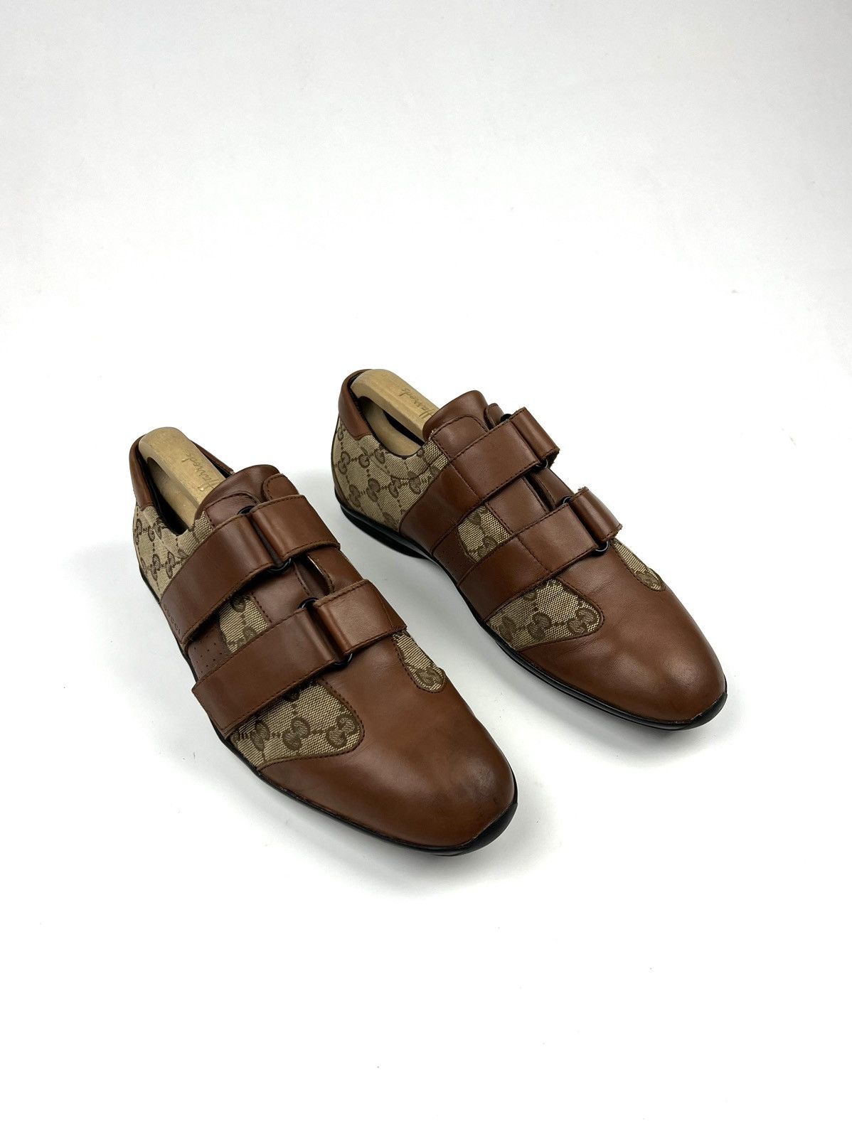 Gucci GUCCI Sneakers Leather Low Top Shoes Straps GG Monogram Men Size US 8 / EU 41 - 2 Thumbnail