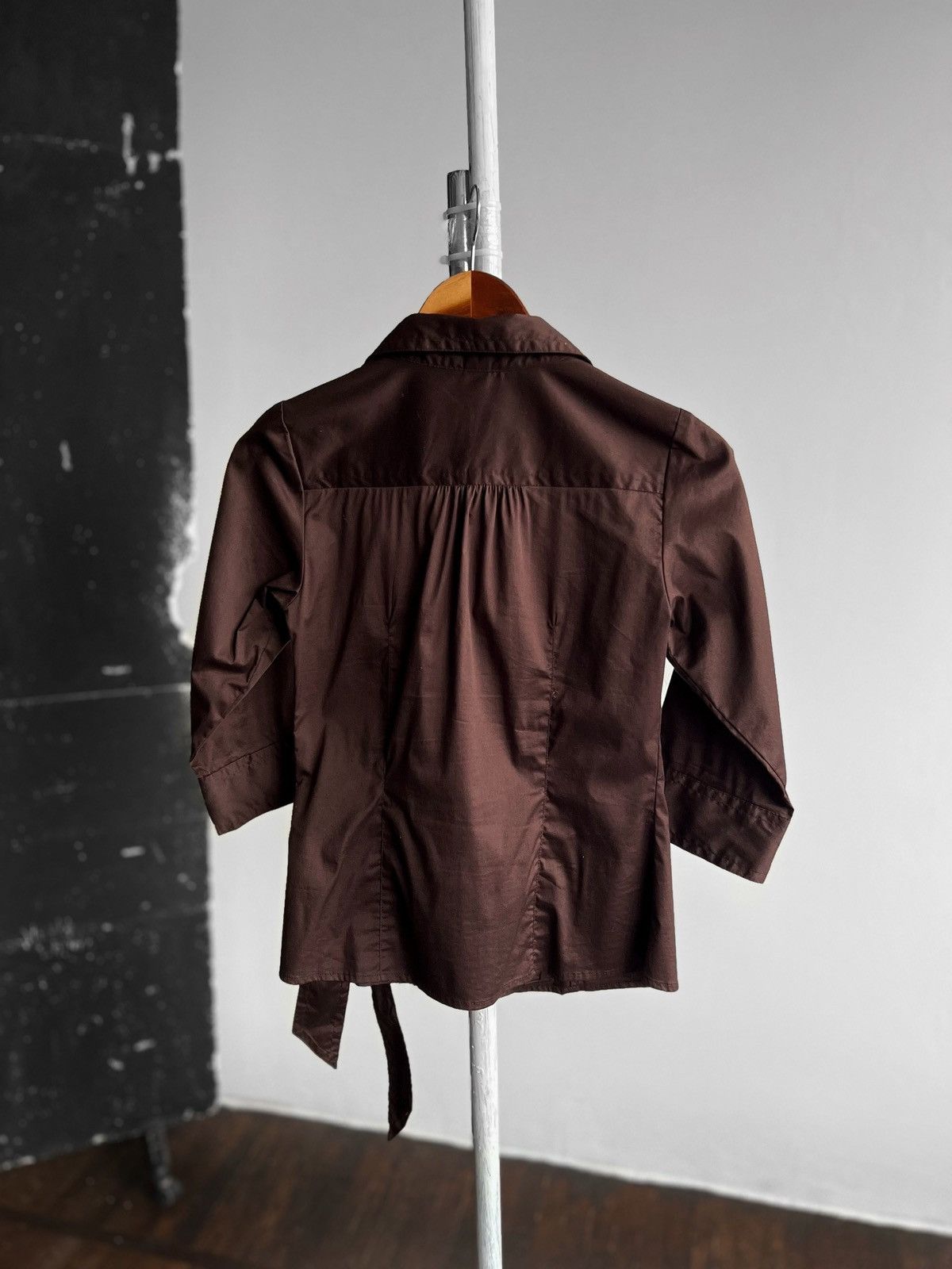 Designer × H&M H&M Womens Dark Brown Wrap Tie Sash Blouse Top Half Sleeve Size S / US 4 / IT 40 - 3 Thumbnail