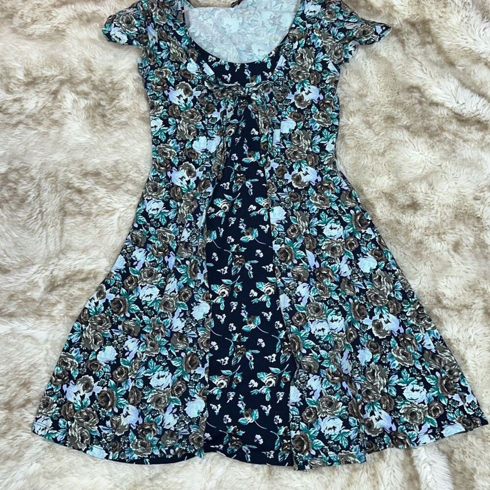 Asos ASOS Blue Cool Tone Floral Skater A-Line Dress | Sz 4 Size S / US 4 / IT 40 - 2 Thumbnail