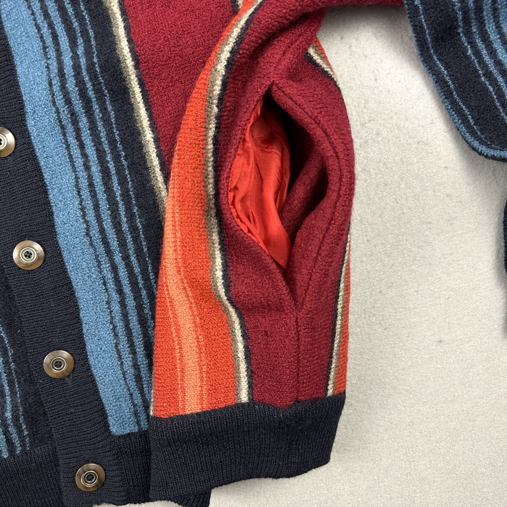 Vintage VINTAGE Structure Sweater Cardigan Men L Blue Wool 90s Grandpa Striped Knit Long Sleeve Collared Reg Mens Size US L / EU 52-54 / 3 - 4 Thumbnail