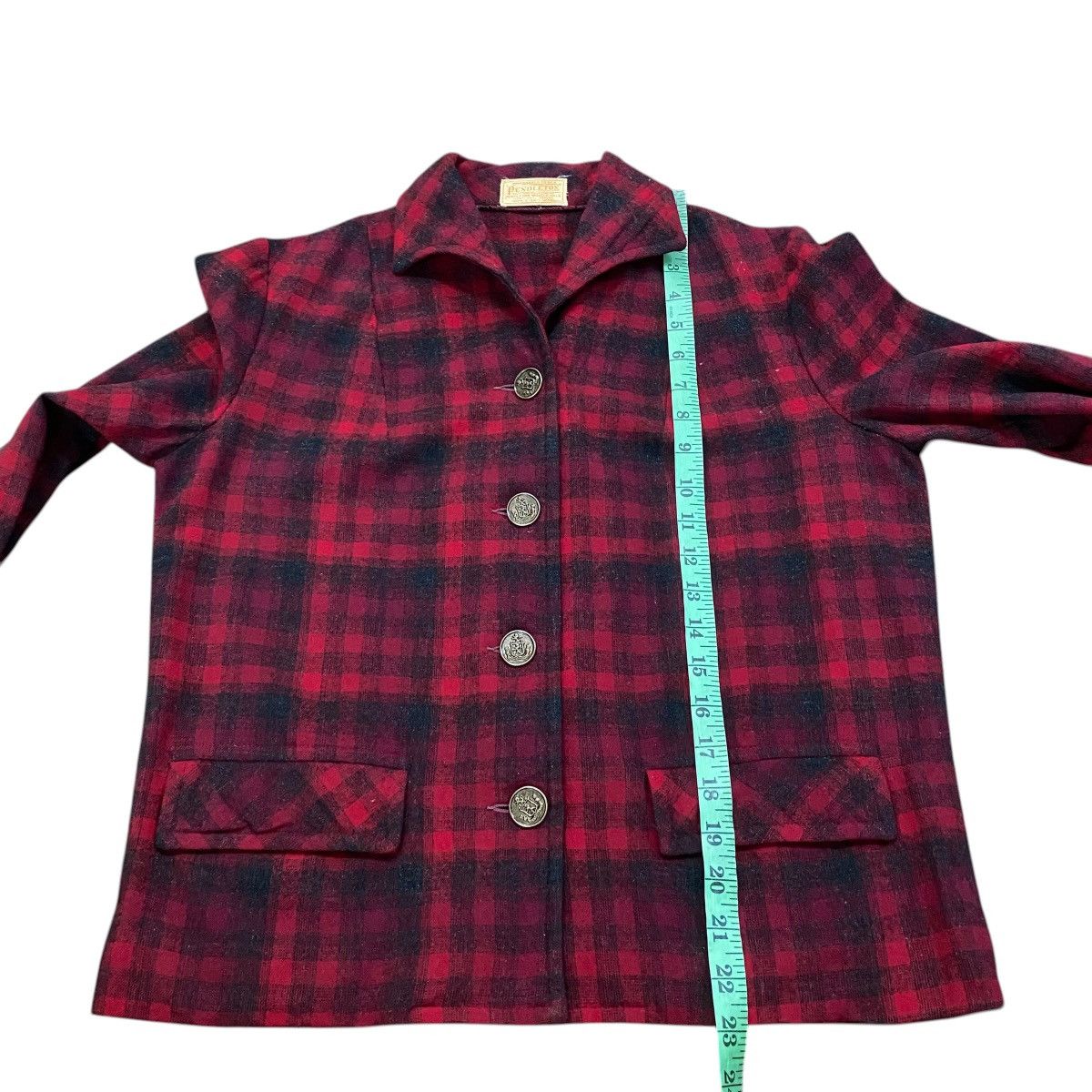 Pendleton Vintage 50s Pendleton Shirt Jacket Red Plaid Wool Shacket Size M / US 6-8 / IT 42-44 - 13 Thumbnail