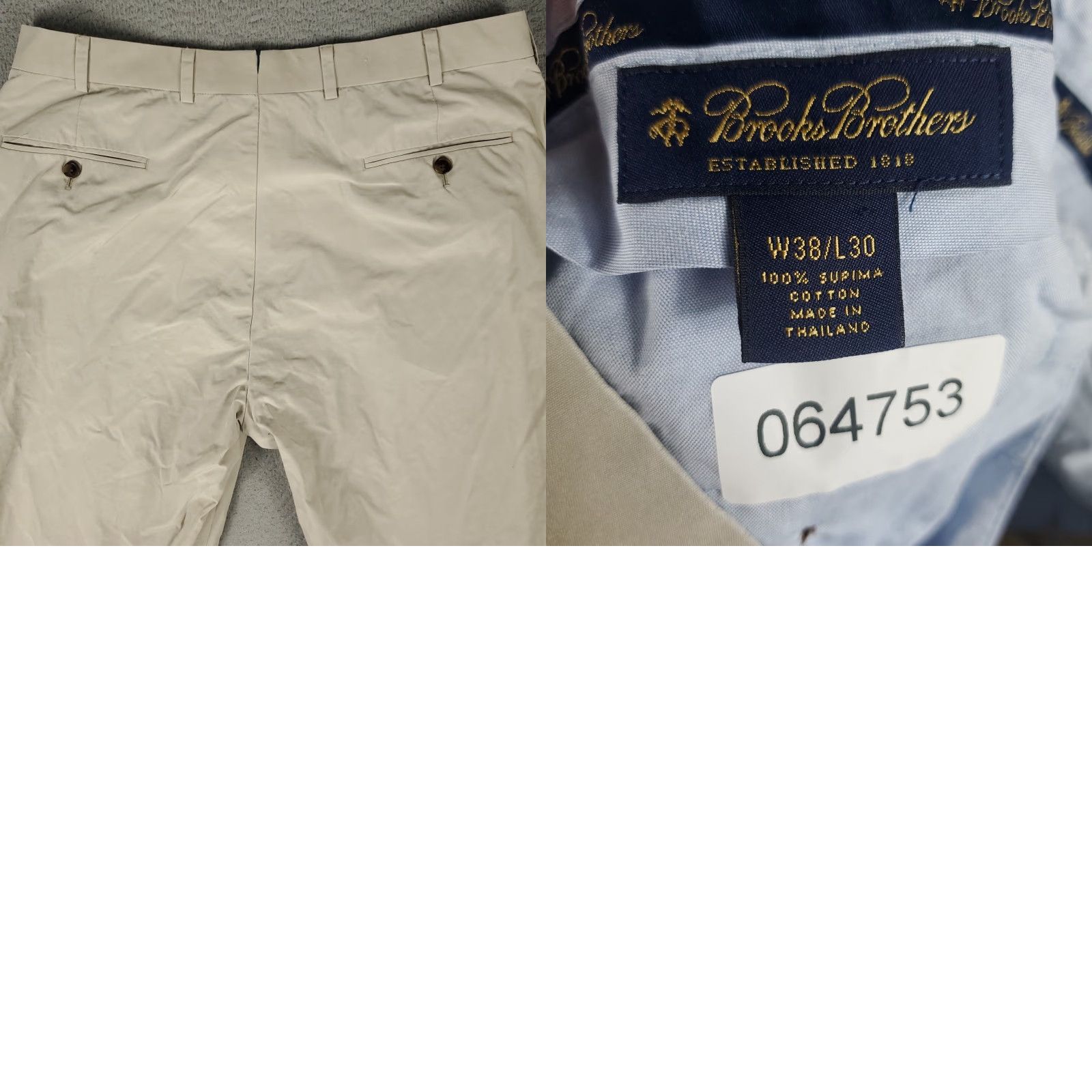 Brooks Brothers Brooks Brothers Pants Mens 38x29 Beige Flat Front Chino Trousers - Regular Fit, Flat Front, Cotton, Beltless, Chinese? Size US 38 / EU 54 - 8 Thumbnail