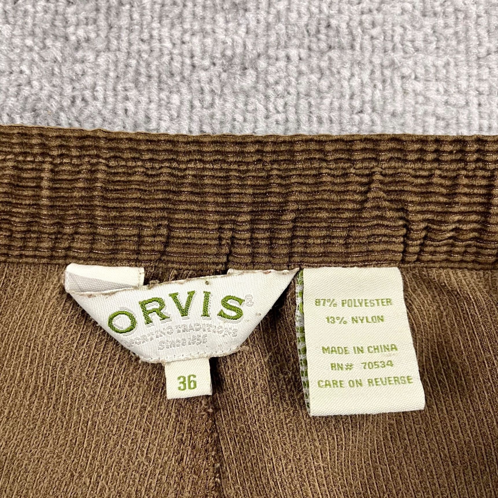 Orvis Orvis Pants Mens 36x30 Straight Leg Corduroy Brown Hiking Trail Drawstring Fish Size US 36 / EU 52 - 2 Thumbnail