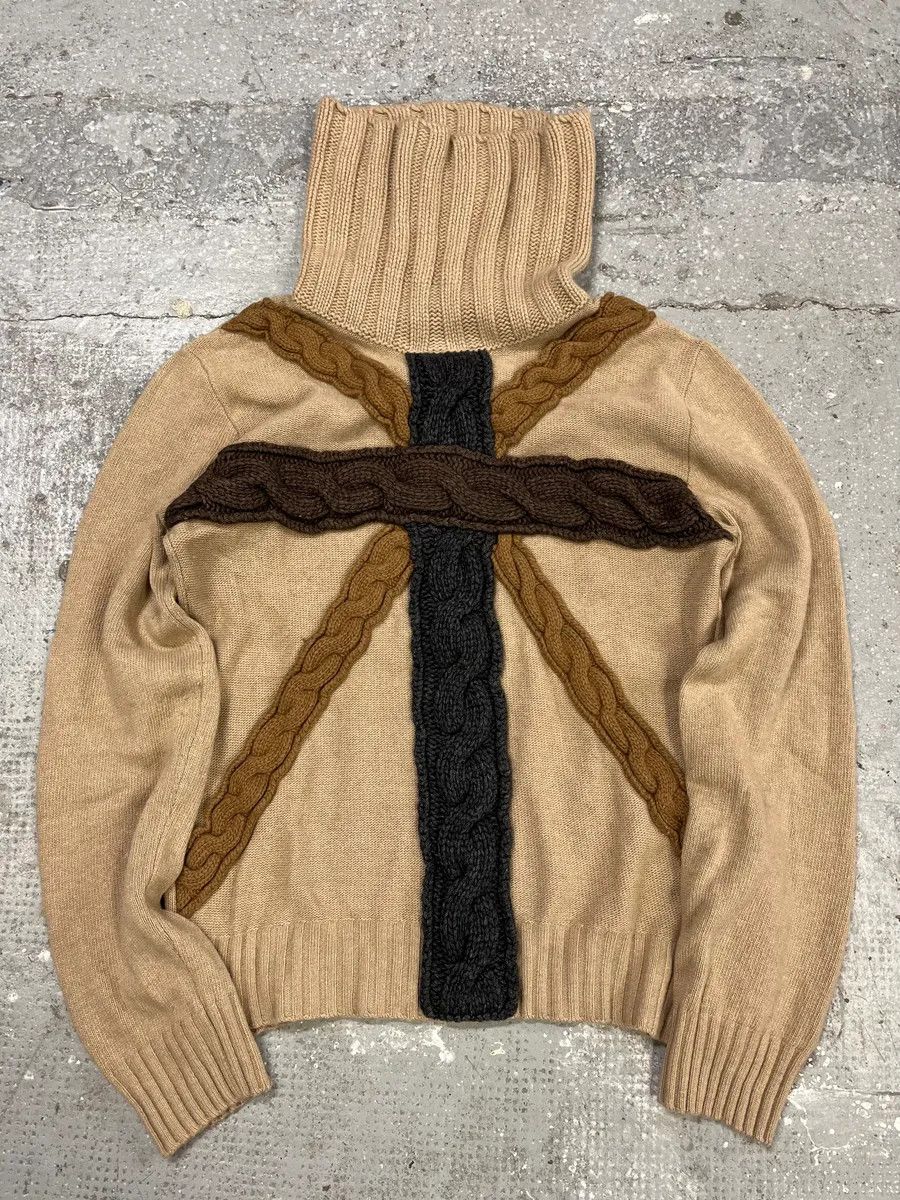 Moschino Moschino Beige Crosses Turtleneck Sweater Size US XS / EU 42 / 0 - 5 Thumbnail