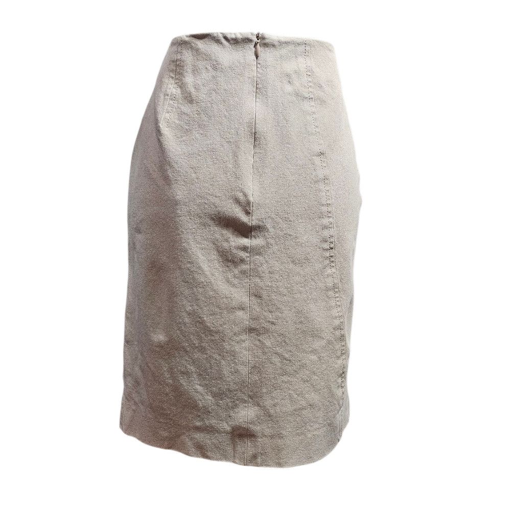 Akris Akris Punto Khaki Canvas Knee Length Pencil Skirt 6 Size 28" / US 6 / IT 42 - 3 Thumbnail