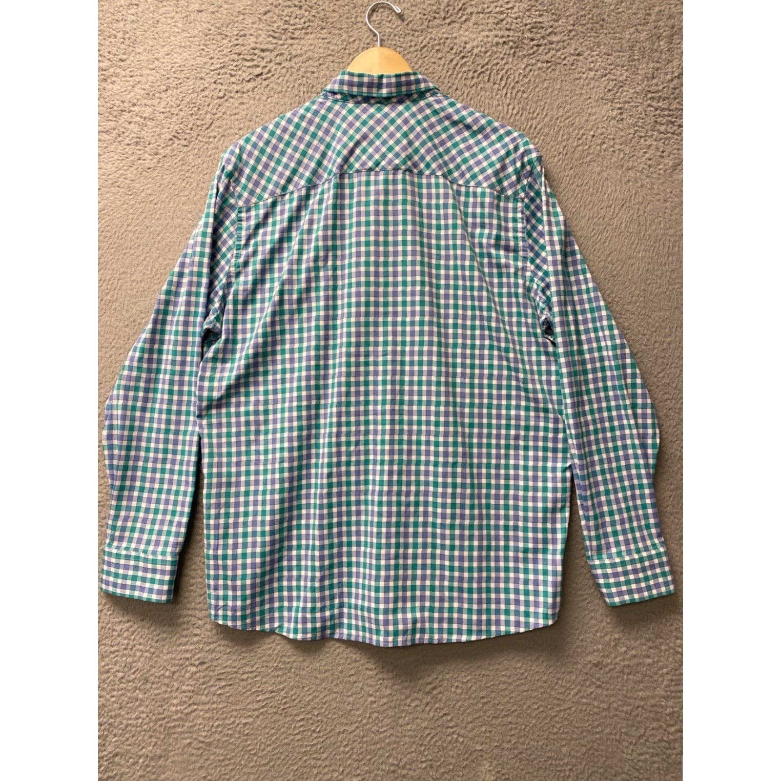 Johnston & Murphy VINTAGE Johnston & Murphy Flex Shirt Men Long Sleeve Casual Check Aqua Blue L/125-25 Size US L / EU 52-54 / 3 - 7 Thumbnail