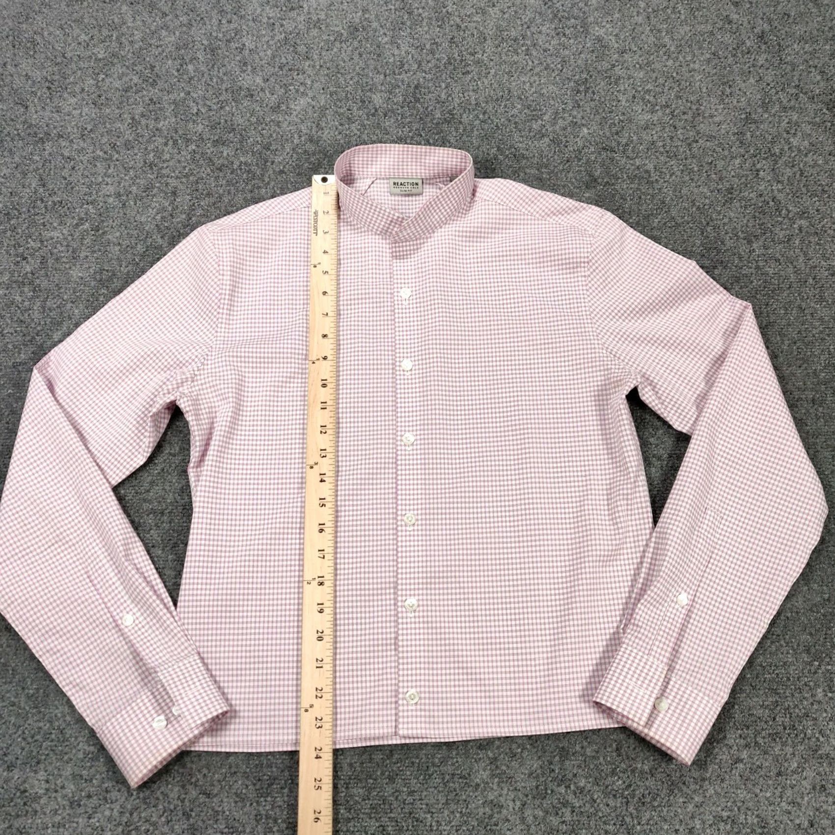 Kenneth Cole Kenneth Cole Reaction Dress Shirt Mens 14.5 Pink Plaid Slim Fit Button Up Long Sleeve Mens Size 40R - 5 Thumbnail