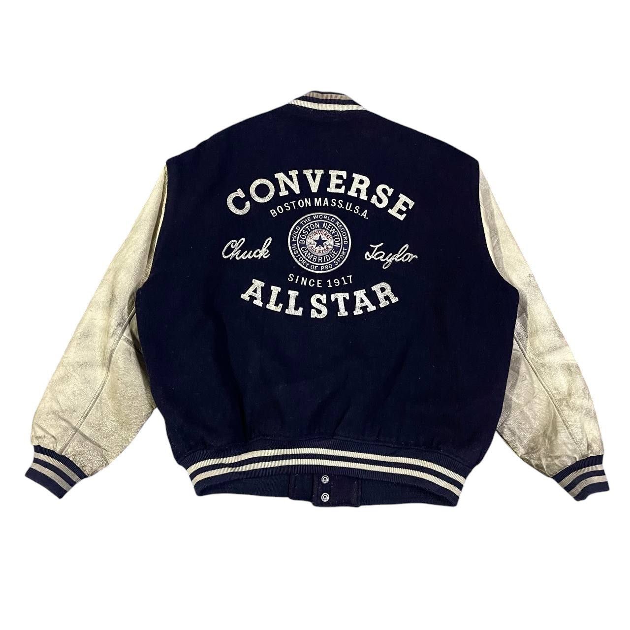 Converse Vintage 90’s Converse Wool Leather Varsity Jacket Size US L / EU 52-54 / 3 - 1 Thumbnail